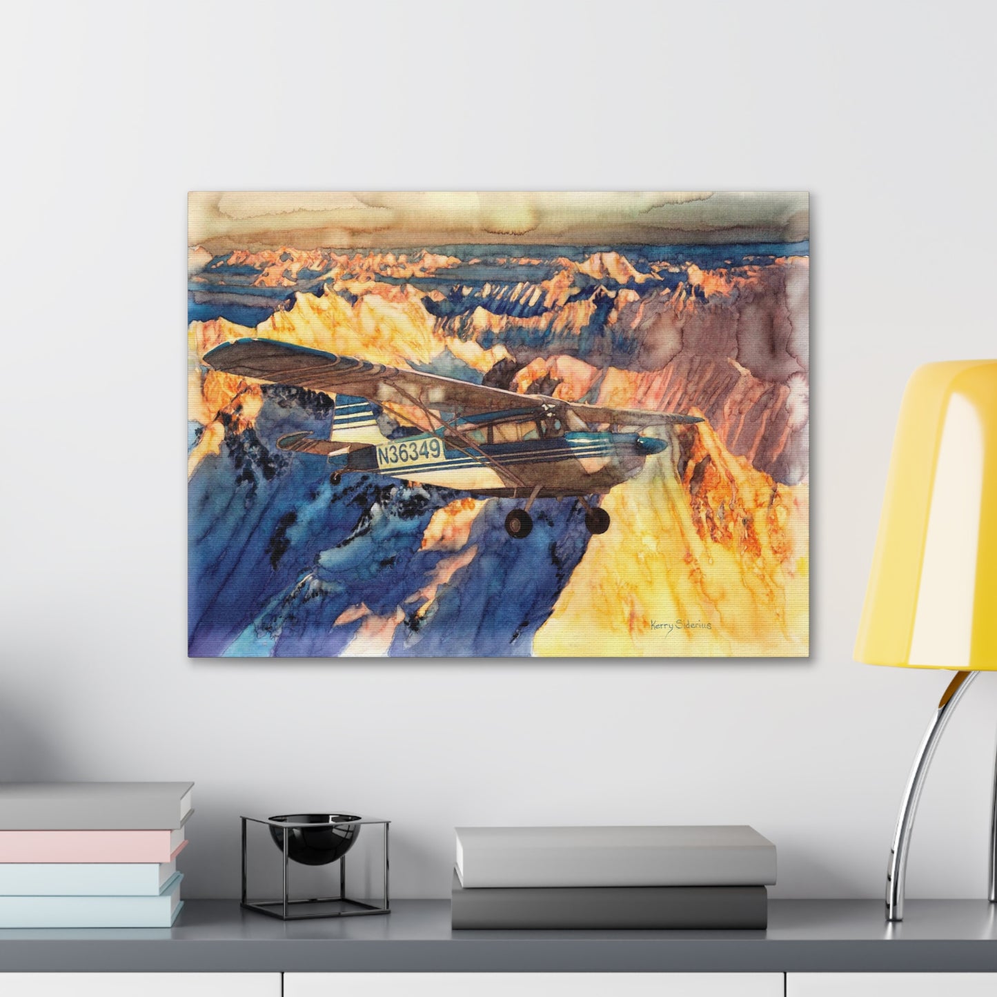 "Citabria in Flight Over the North Cascades" Gallery Wrapped Canvas - Kerry Siderius Art