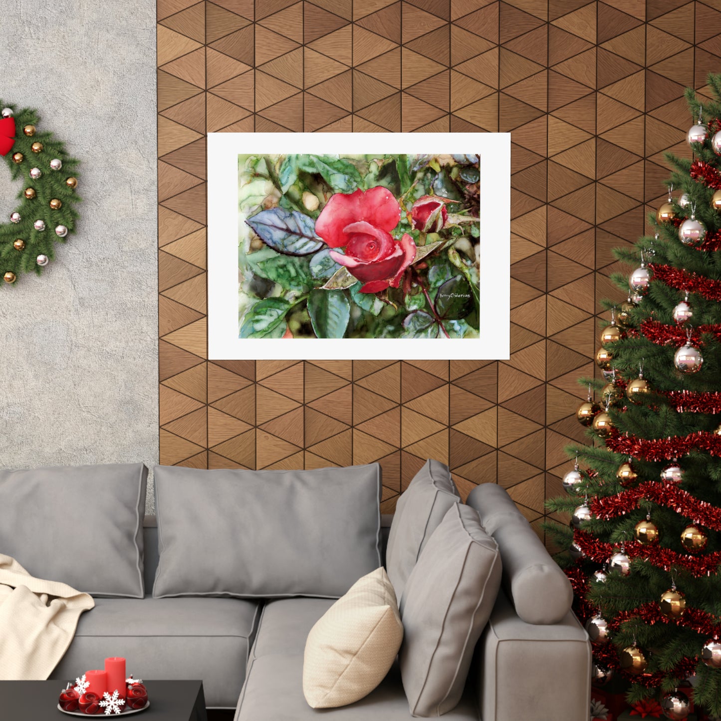 "Raindrops on Roses With Blue Leaf" Archival Print