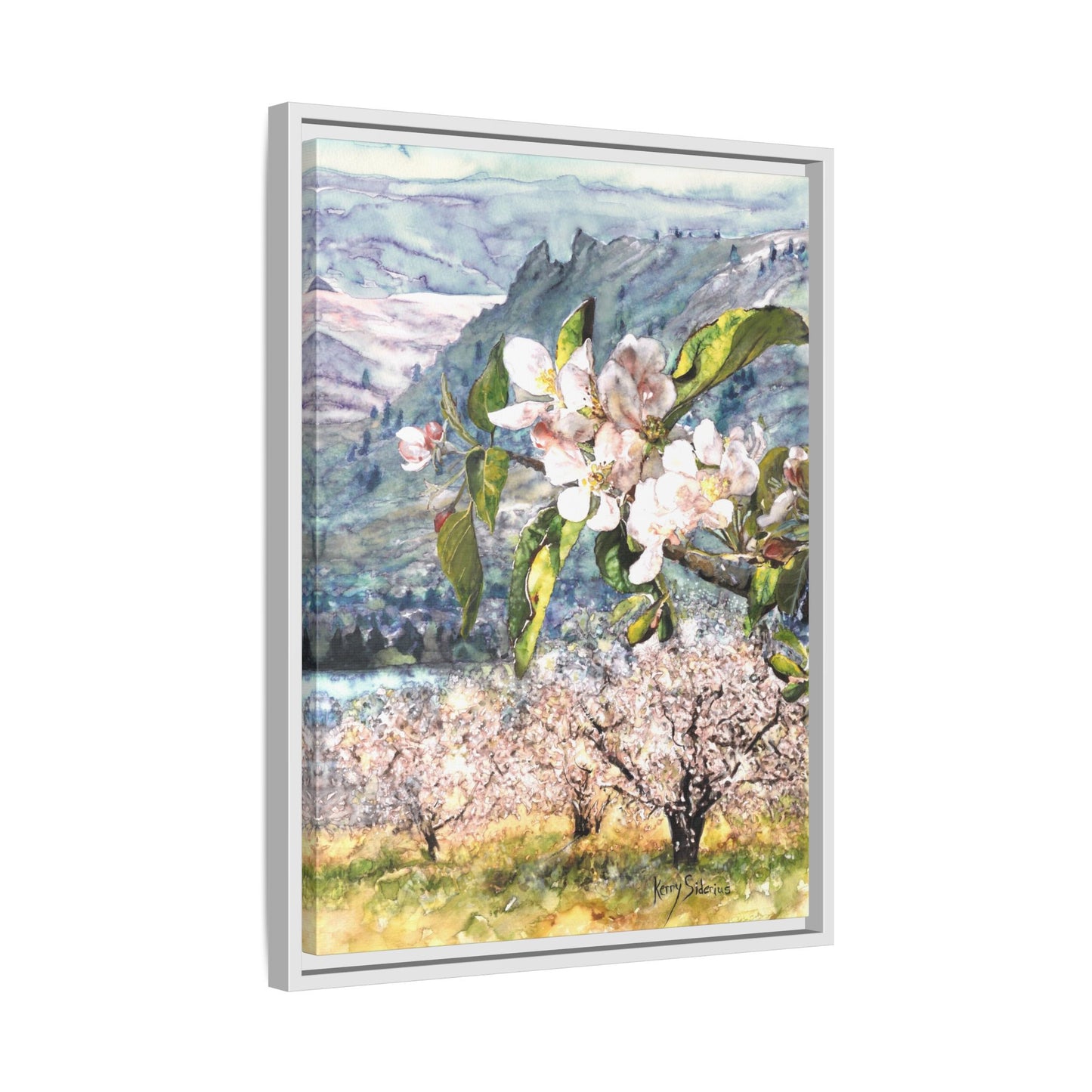 "Apple Blossom Branch with Saddle Rock" Gallery Wrapped Pinewood Canvas