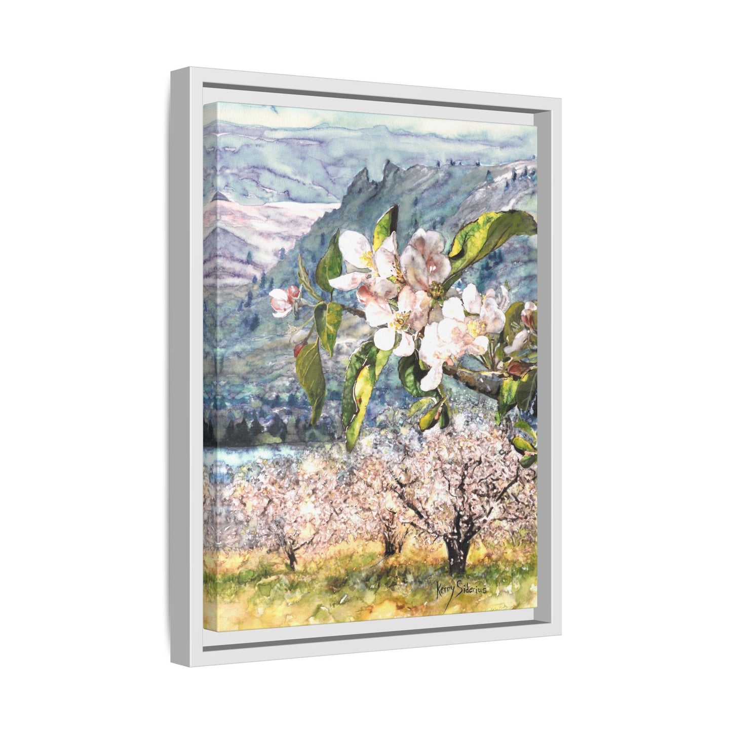 "Apple Blossom Branch with Saddle Rock" Gallery Wrapped Pinewood Canvas