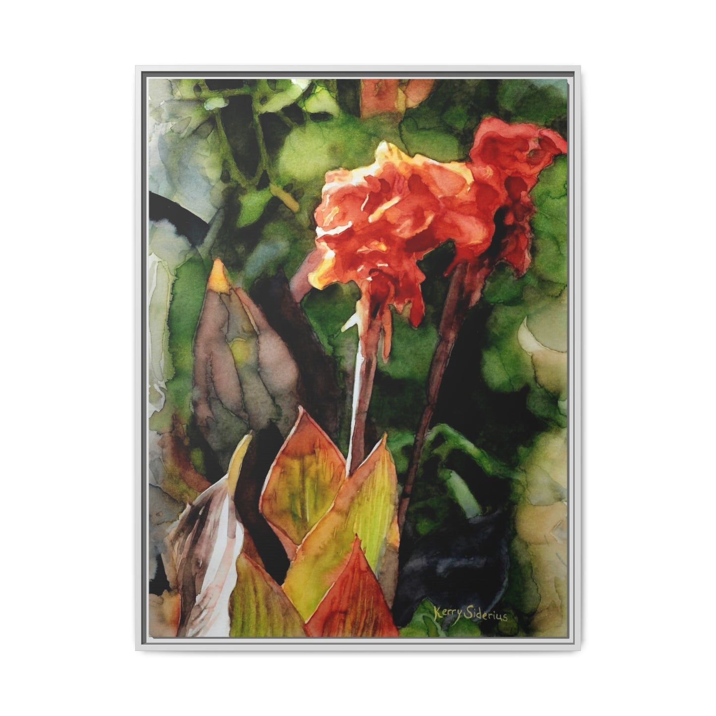 "Red Cannus Flower" Gallery Wrapped and Framed Canvas