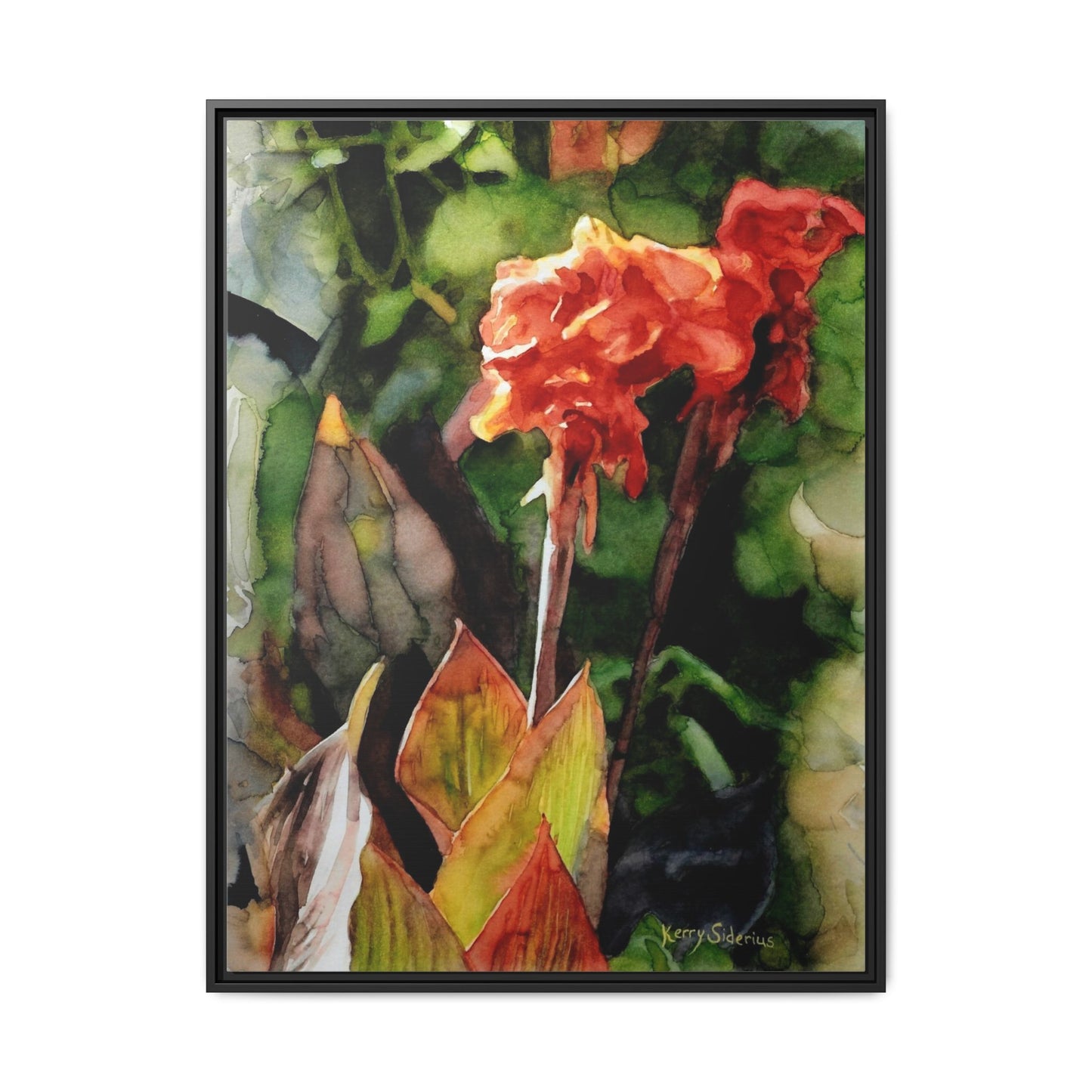 "Red Cannus Flower" Gallery Wrapped and Framed Canvas