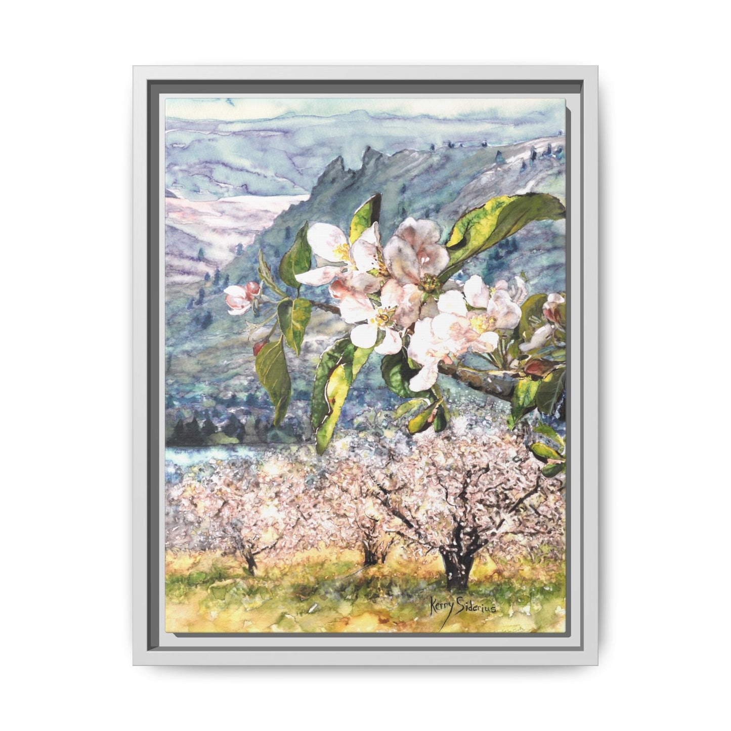"Apple Blossom Branch with Saddle Rock" Gallery Wrapped Pinewood Canvas