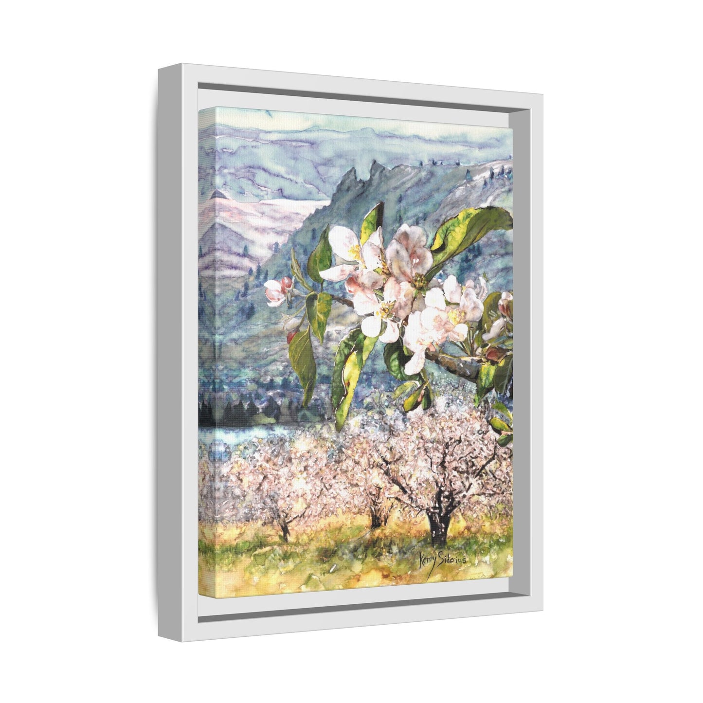 "Apple Blossom Branch with Saddle Rock" Gallery Wrapped Pinewood Canvas