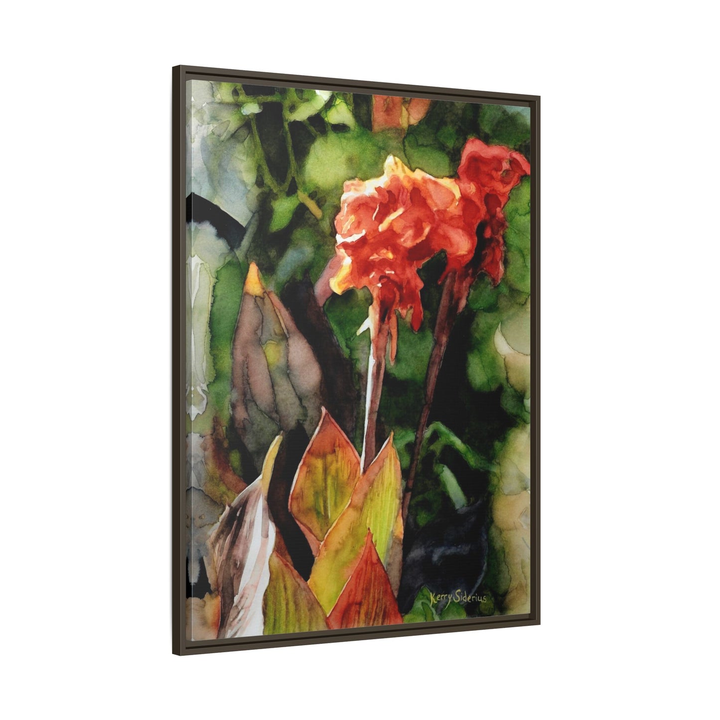 "Red Cannus Flower" Gallery Wrapped and Framed Canvas