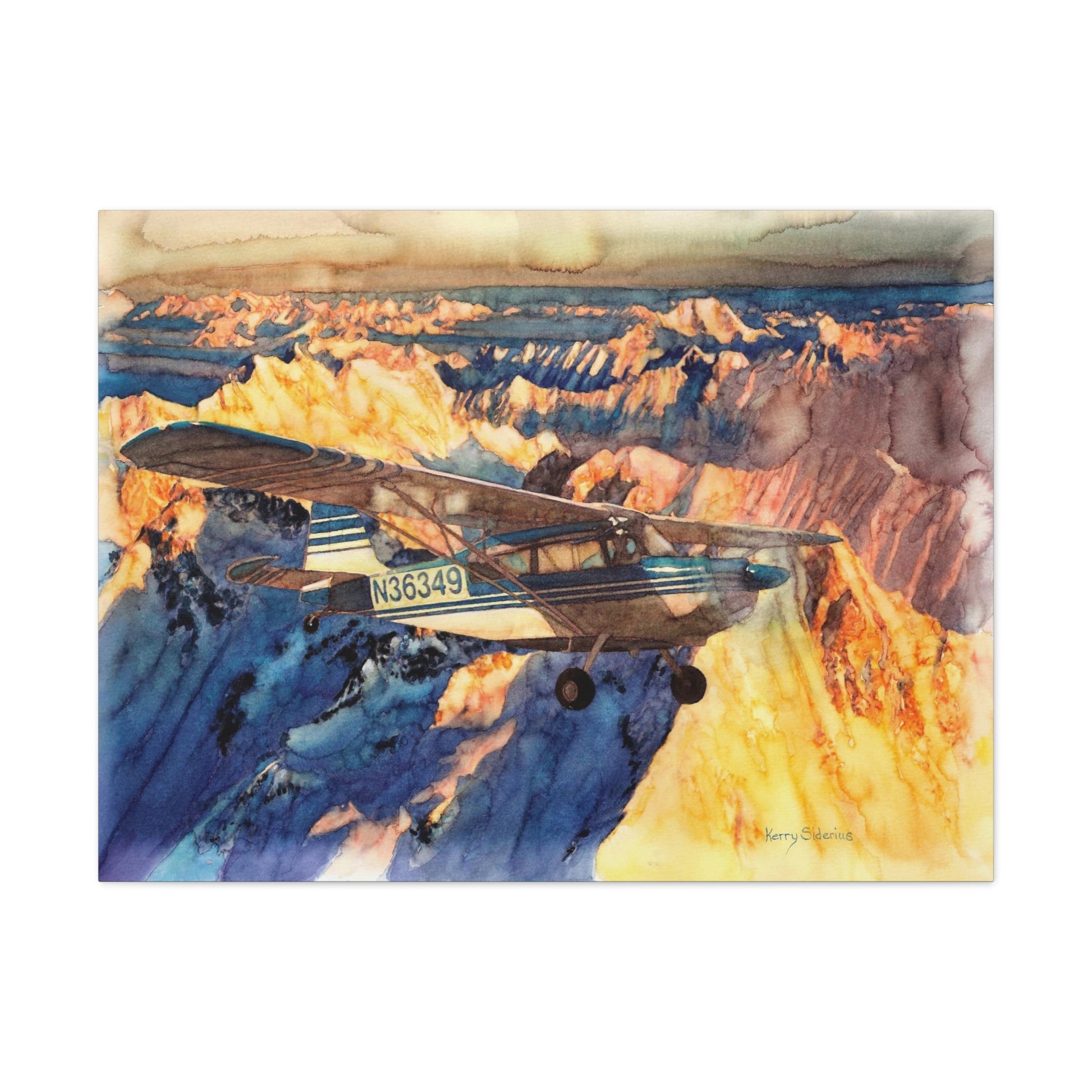 "Citabria in Flight Over the North Cascades" Gallery Wrapped Canvas - Kerry Siderius Art