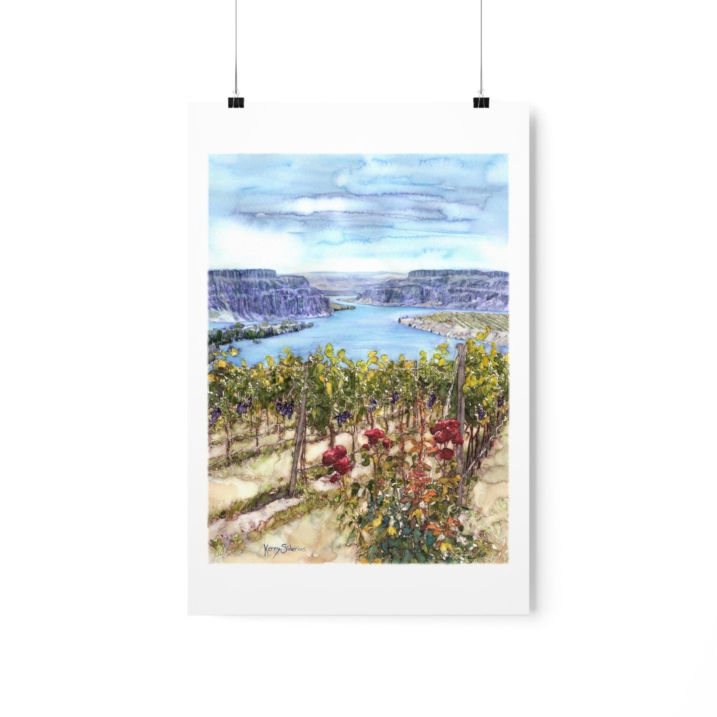 "Crescent Bar Vineyard White Heron" Matte Archival Print - Kerry Siderius Art