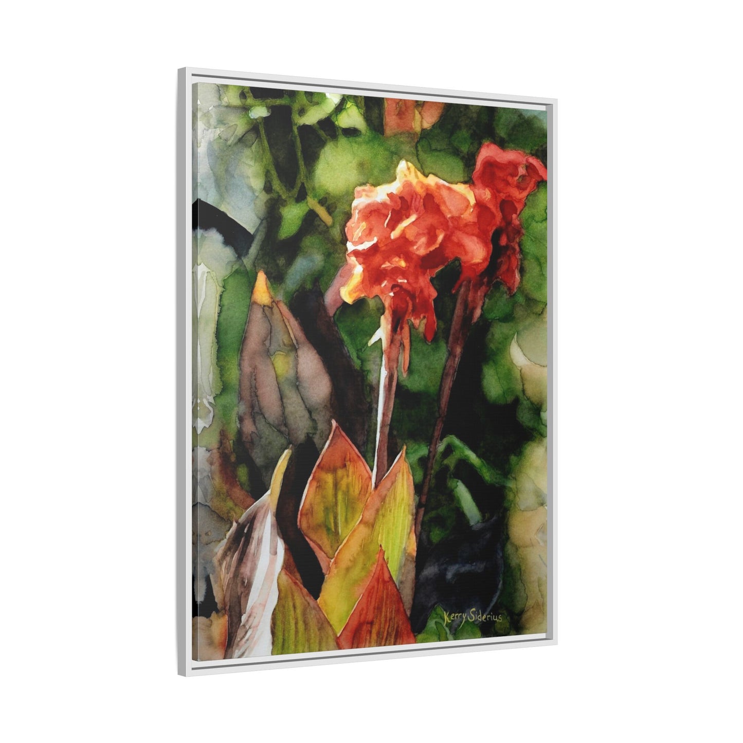 "Red Cannus Flower" Gallery Wrapped and Framed Canvas