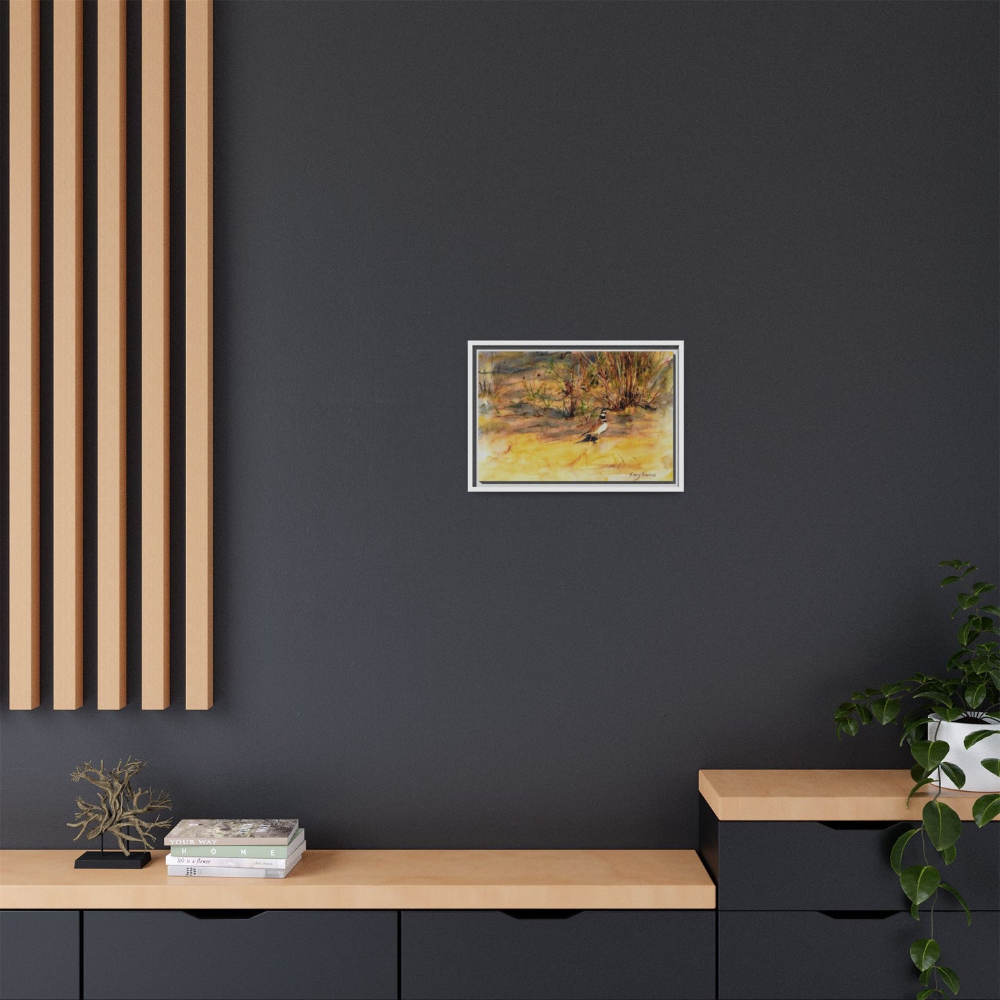 "Killdeer Male on the banks of the Columbia" Gallery Wrapped Wood Framed Canvas