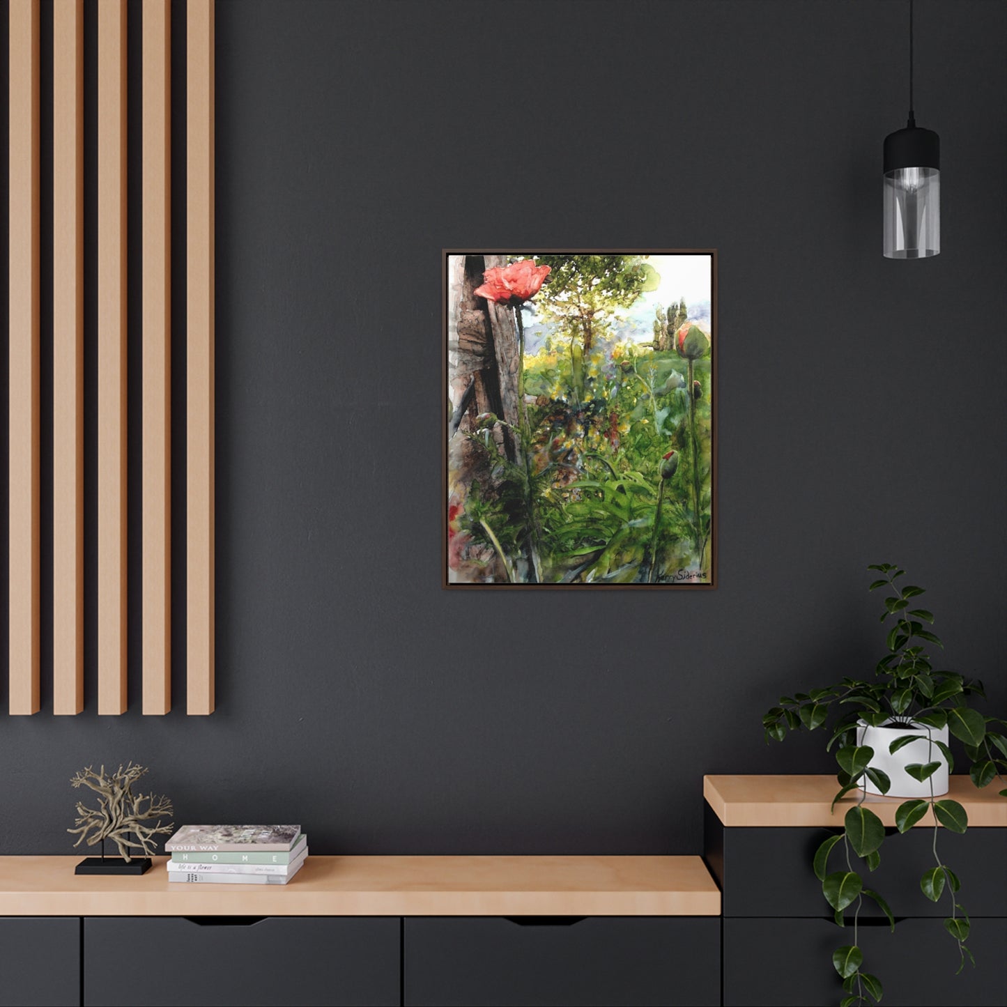 "Poppy Near the Fencepost" Gallery Wrapped Wood Framed Canvas - Kerry Siderius Art