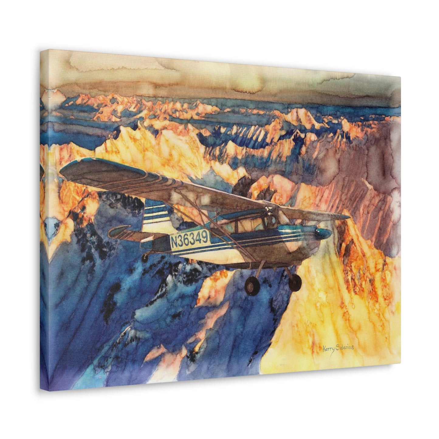 "Citabria in Flight Over the North Cascades" Gallery Wrapped Canvas - Kerry Siderius Art