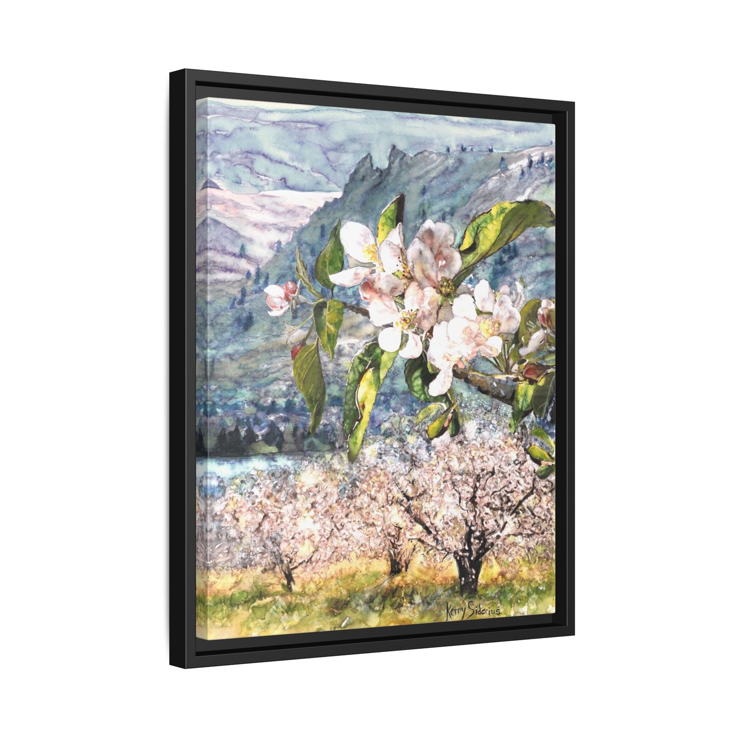"Apple Blossom Branch with Saddle Rock" Gallery Wrapped Pinewood Canvas
