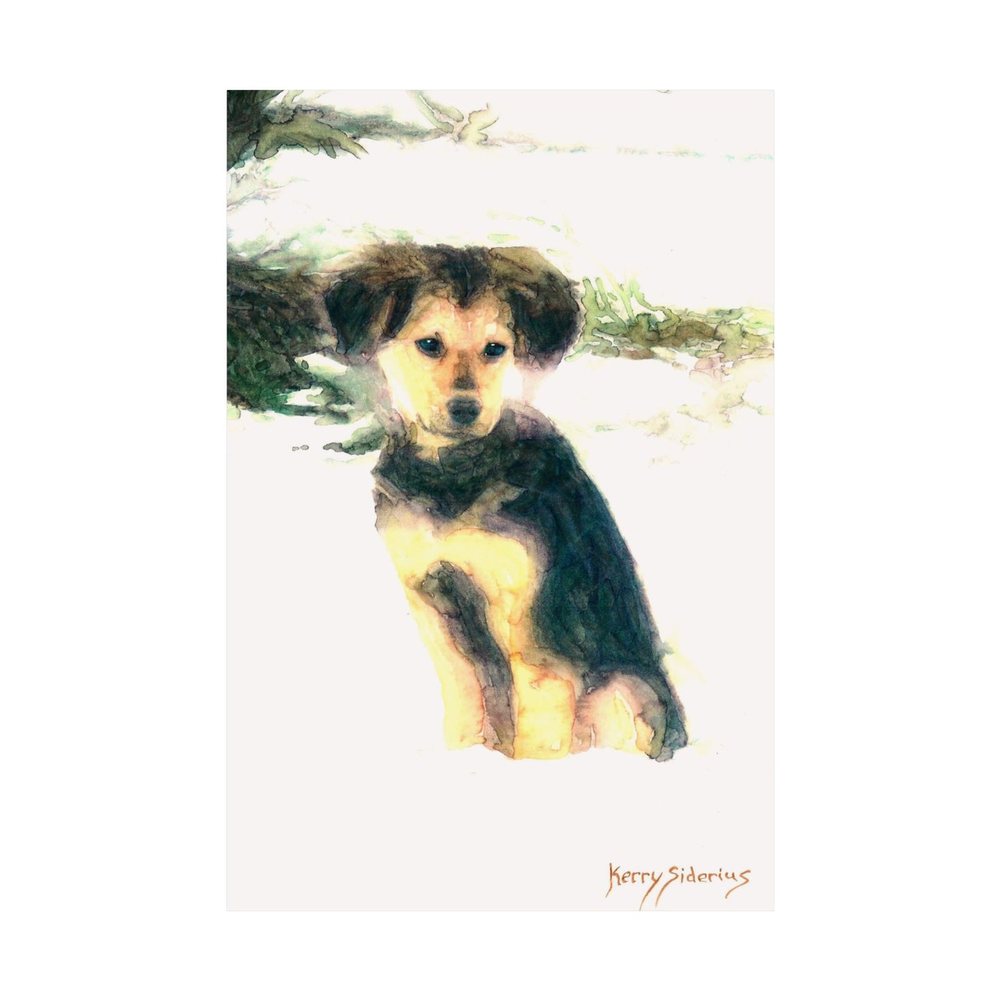 "Pup In The Snow" Artistic Dog Matte Vertical Poster - Perfect Pet Decor for Dog Lovers