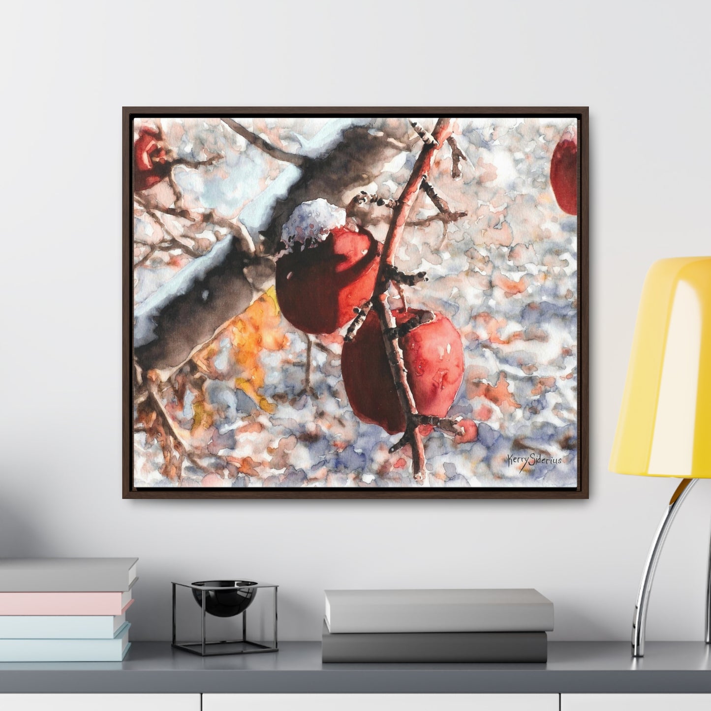 "Snowy Apples" Gallery Canvas Wraps, Horizontal Frame