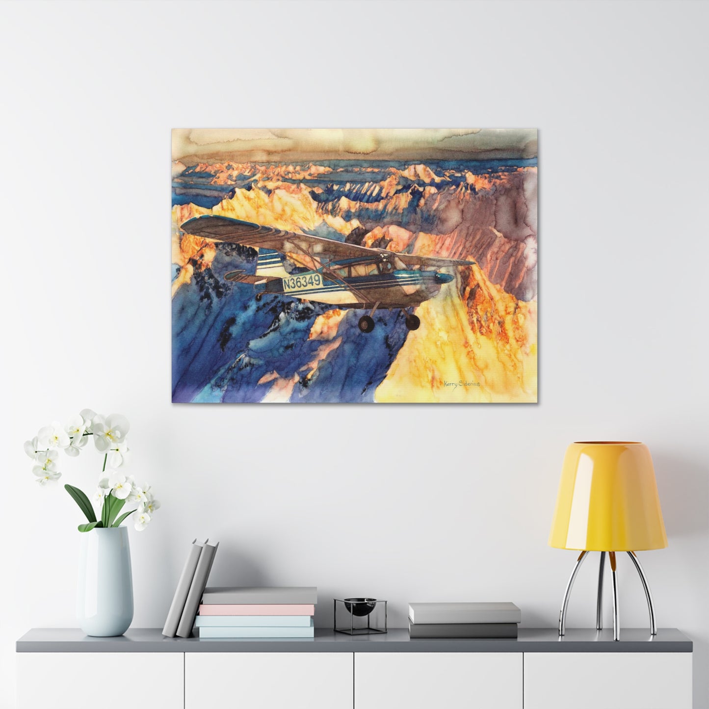 "Citabria in Flight Over the North Cascades" Gallery Wrapped Canvas - Kerry Siderius Art