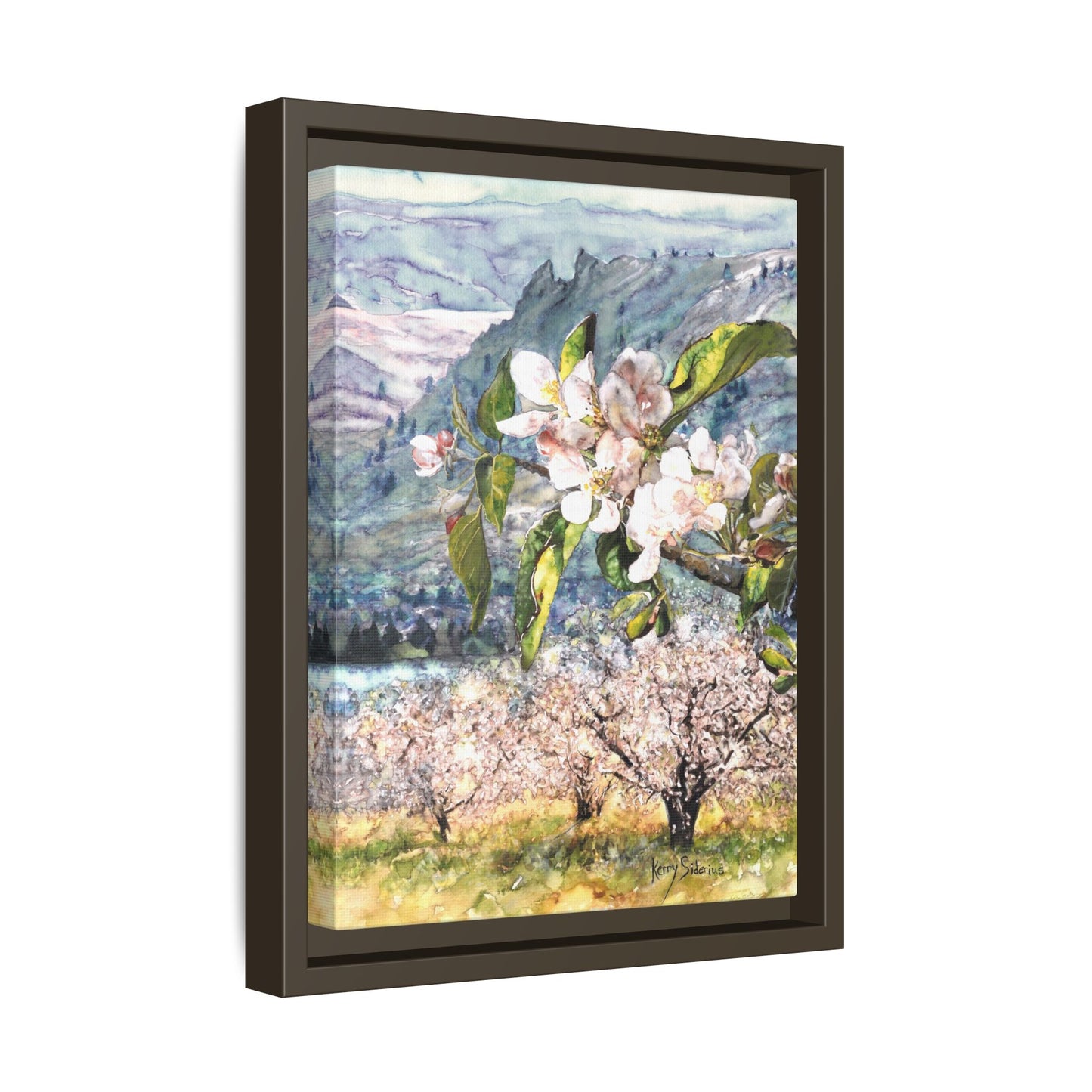 "Apple Blossom Branch with Saddle Rock" Gallery Wrapped Pinewood Canvas