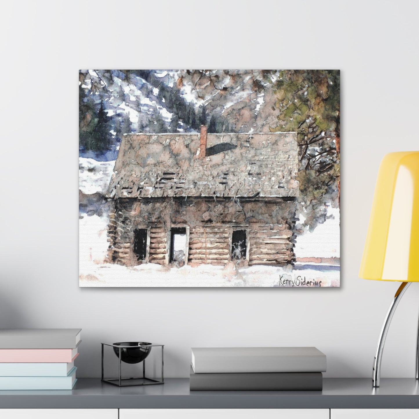 Winter Cabin With Pines