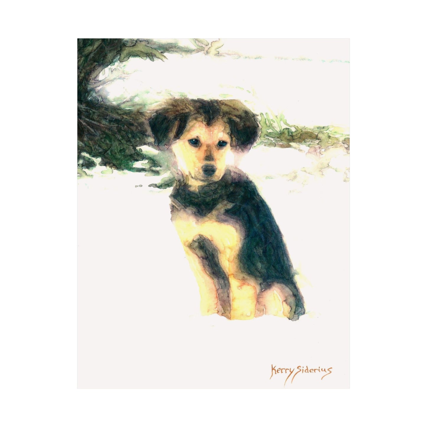 "Pup In The Snow" Artistic Dog Matte Vertical Poster - Perfect Pet Decor for Dog Lovers