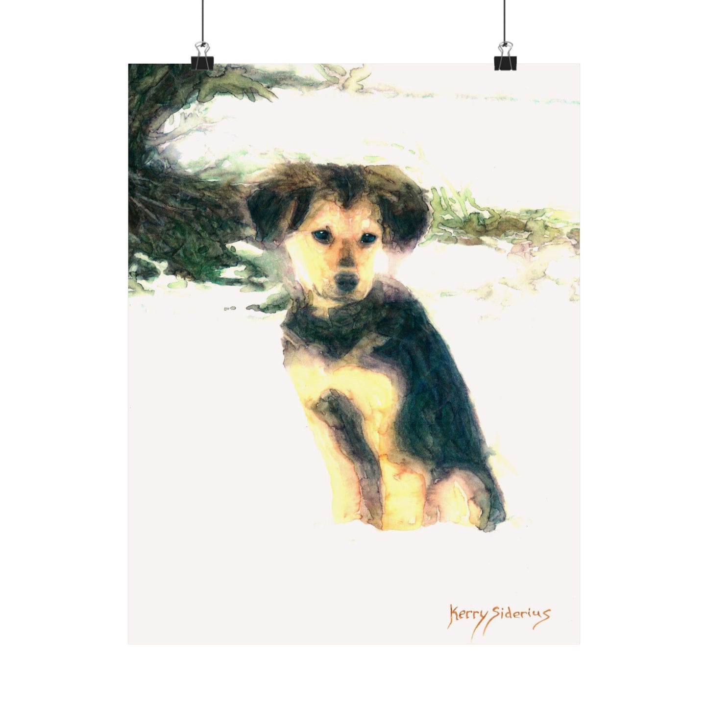"Pup In The Snow" Artistic Dog Matte Vertical Poster - Perfect Pet Decor for Dog Lovers