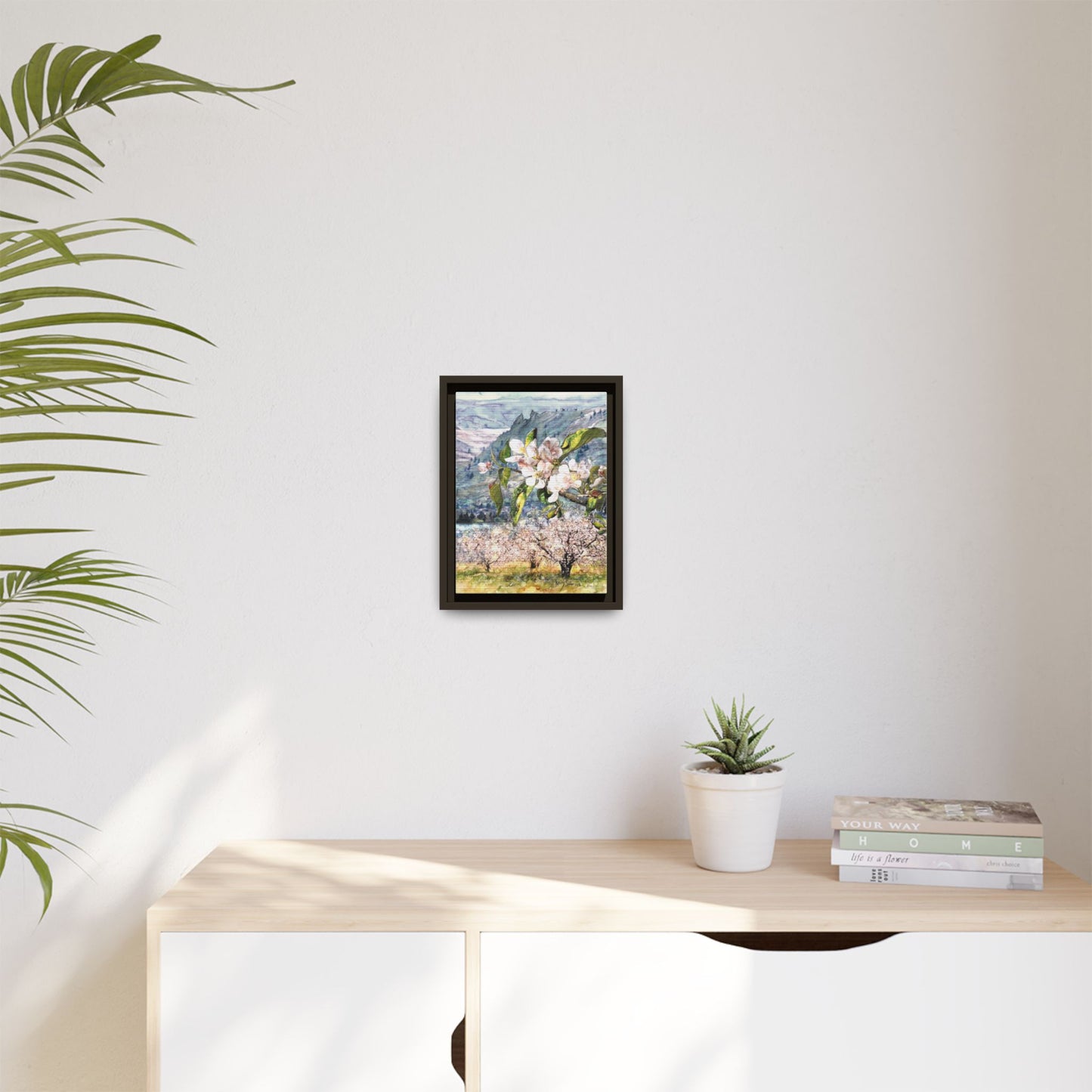 "Apple Blossom Branch with Saddle Rock" Gallery Wrapped Pinewood Canvas