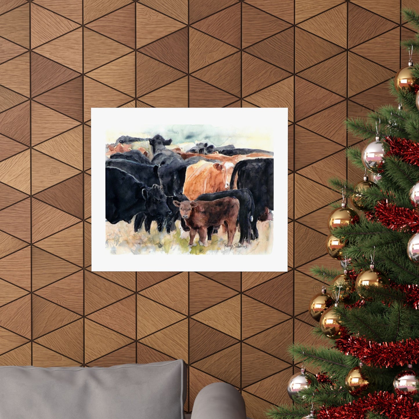 Cows Having Breakfast Matte Horizontal Poster