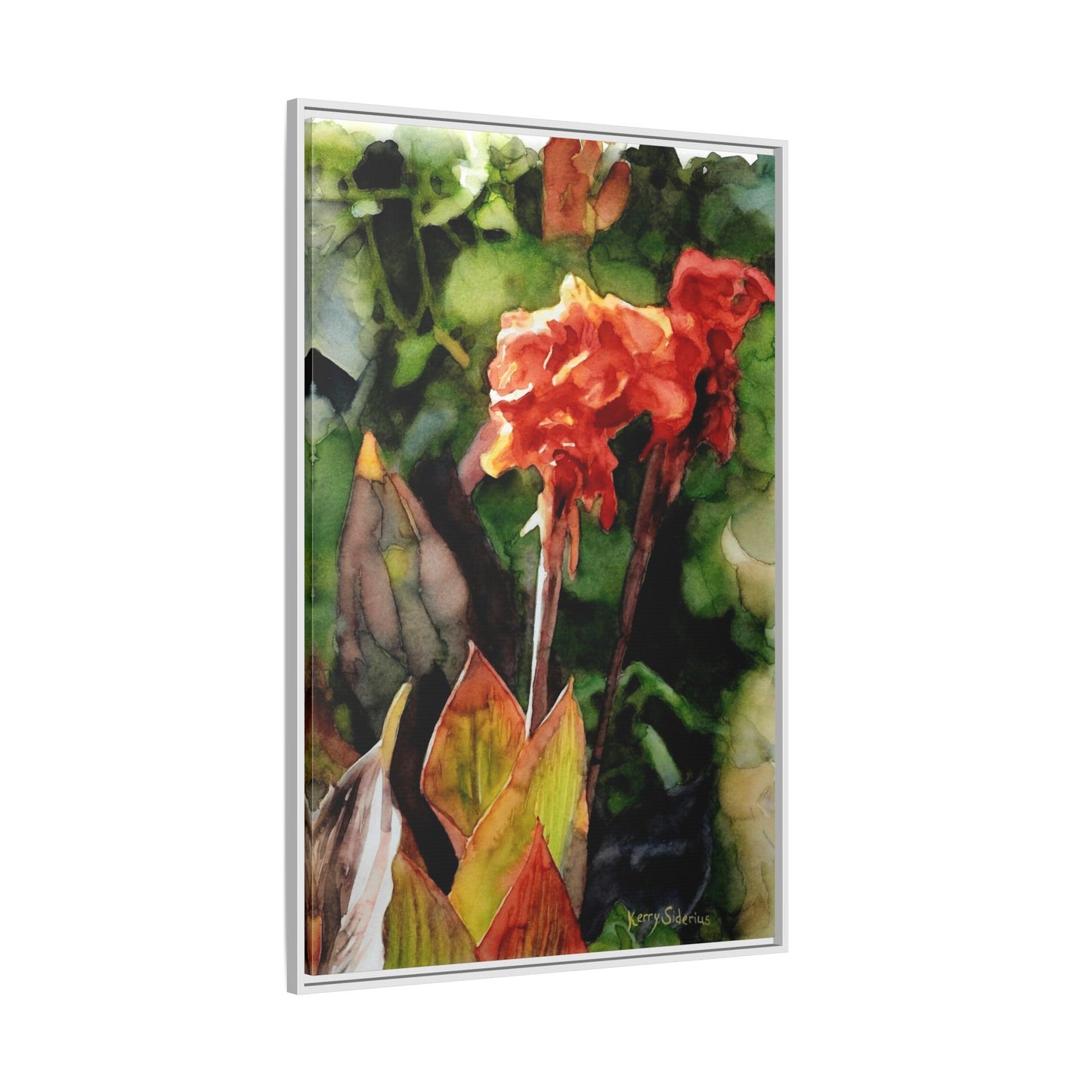 "Red Cannus Flower" Gallery Wrapped and Framed Canvas