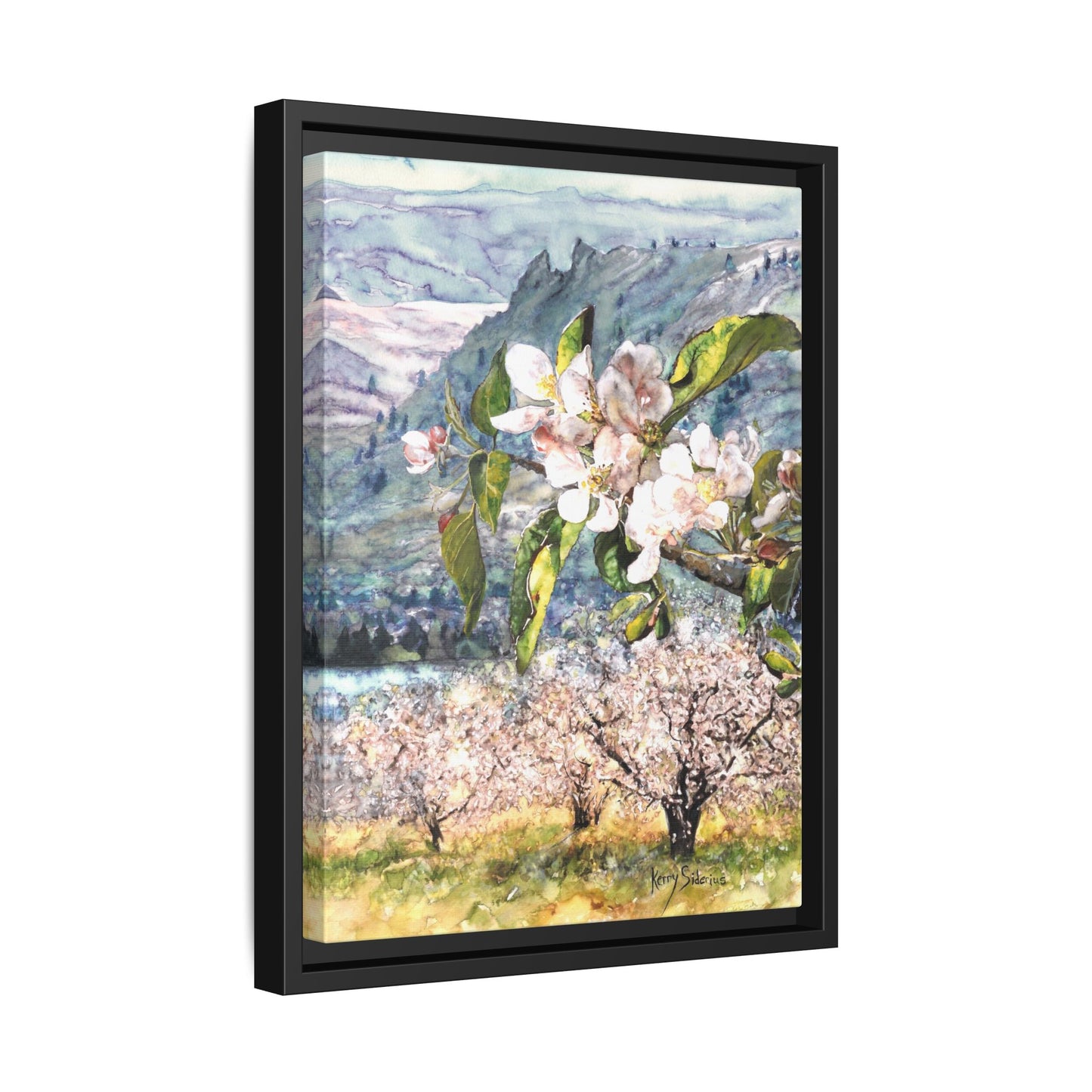 "Apple Blossom Branch with Saddle Rock" Gallery Wrapped Pinewood Canvas