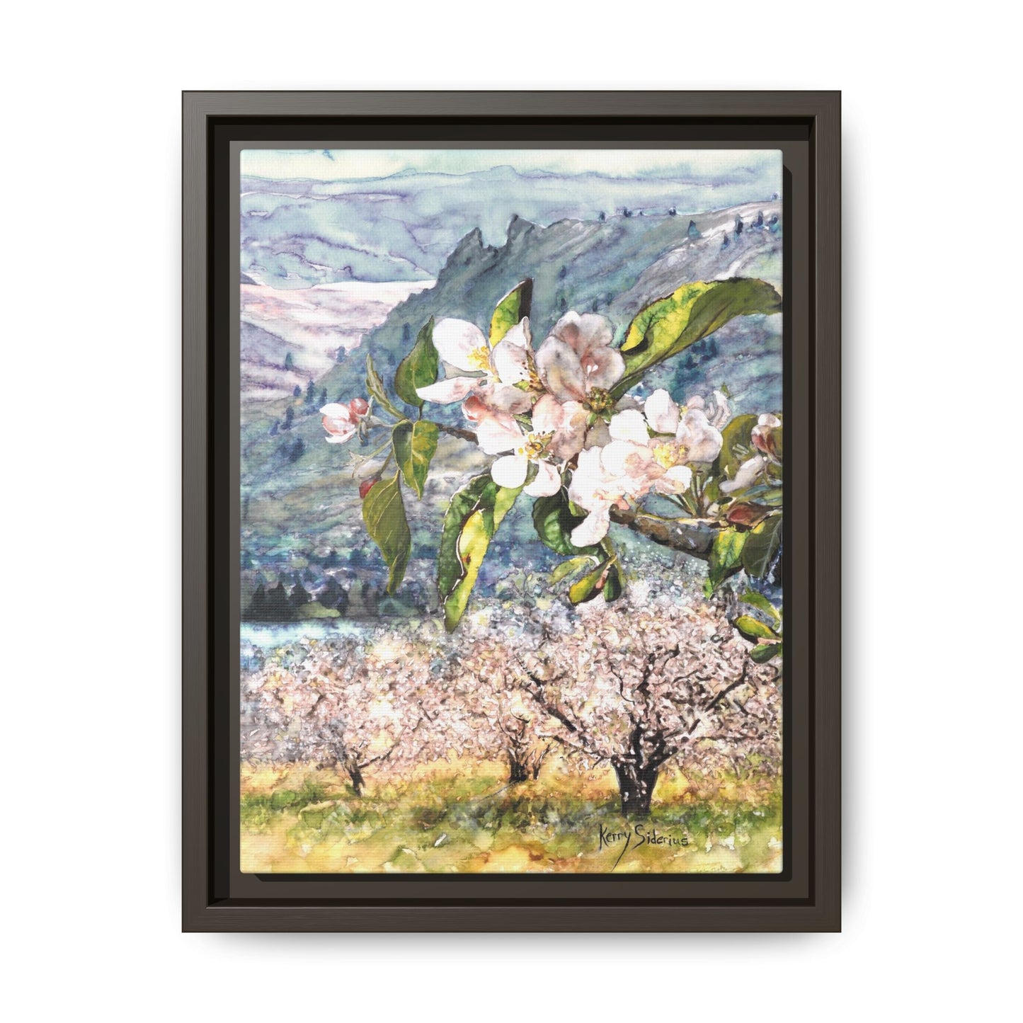 "Apple Blossom Branch with Saddle Rock" Gallery Wrapped Pinewood Canvas