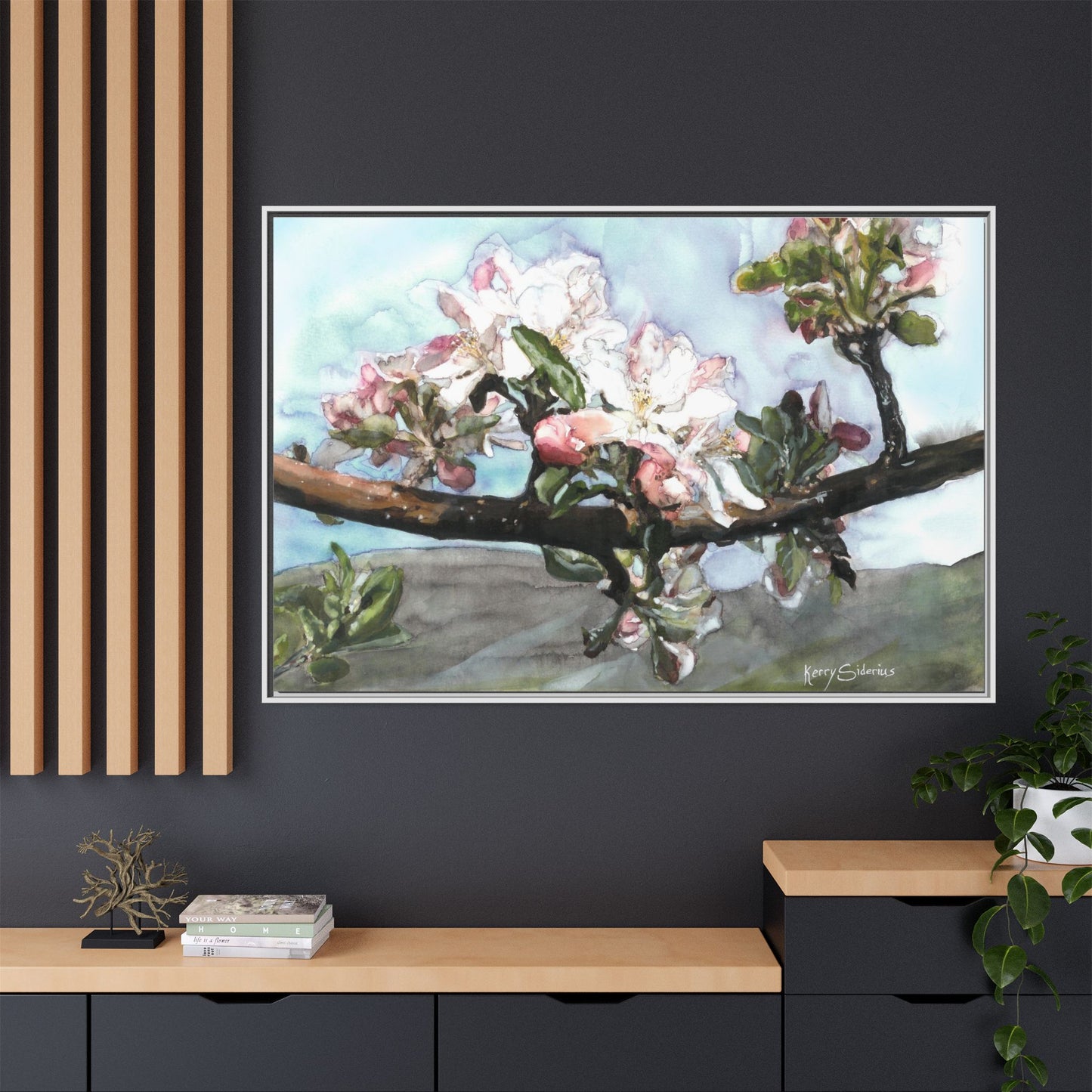 "Apple Blossom Branch, Sunnyslope" Gallery Wrapped Wood Framed Canvas