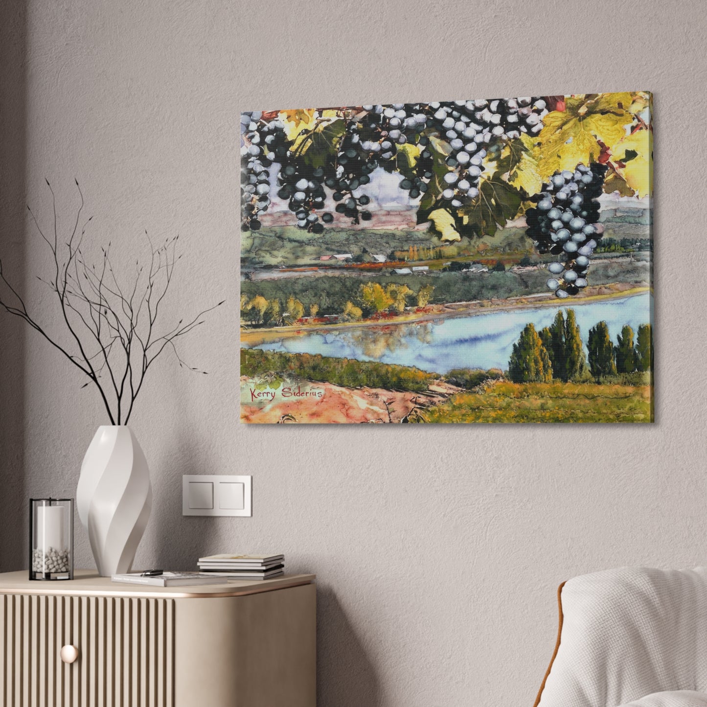 "Grapes Over The Columbia View" Canvas Stretched, 1.5''