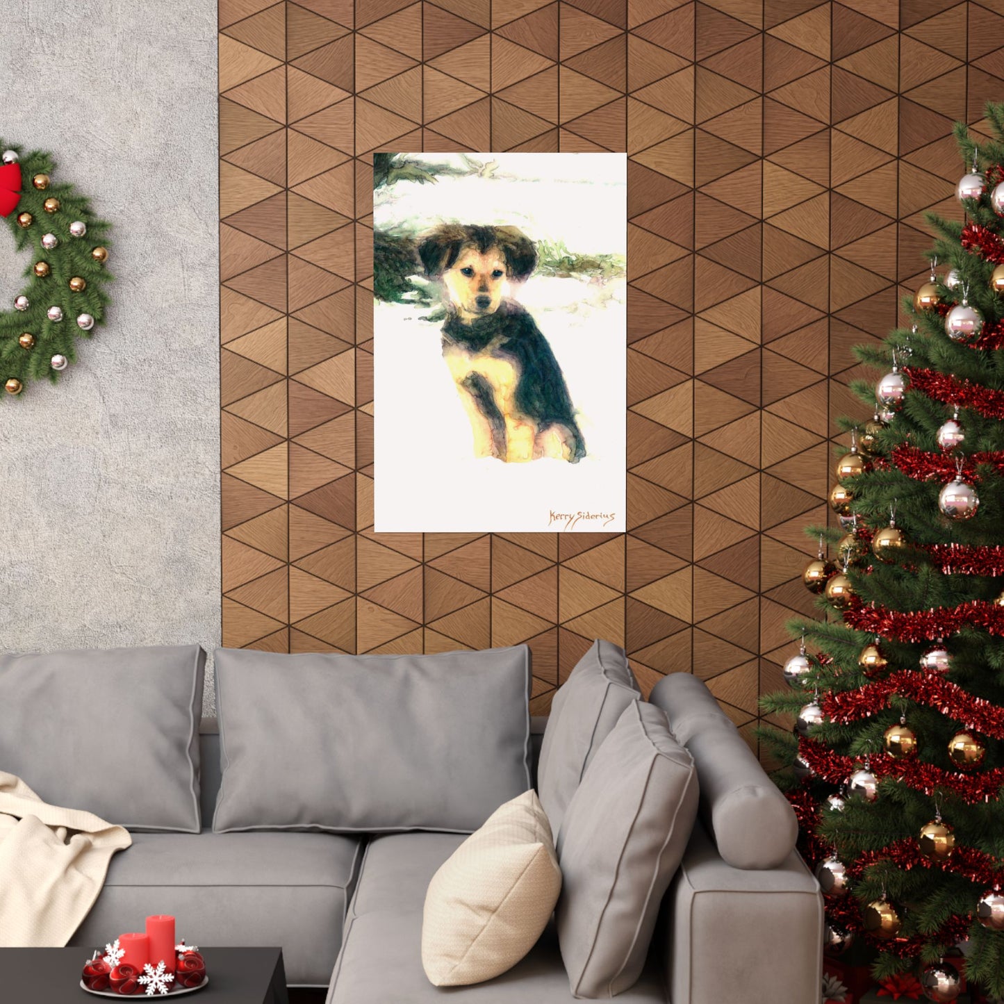 "Pup In The Snow" Artistic Dog Matte Vertical Poster - Perfect Pet Decor for Dog Lovers
