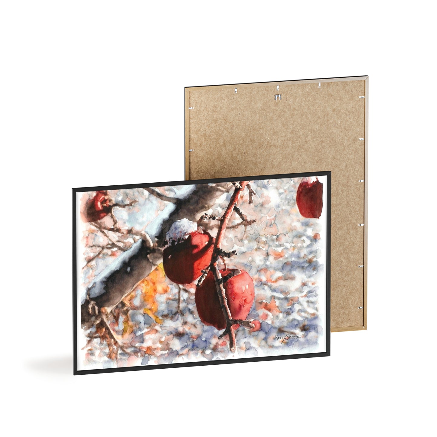 "Snowy Apples" Framed Art Print, Cozy Home Decor, Seasonal Wall Art, Gift for Nature Lovers, Holiday Decoration, Aesthetic Artwork