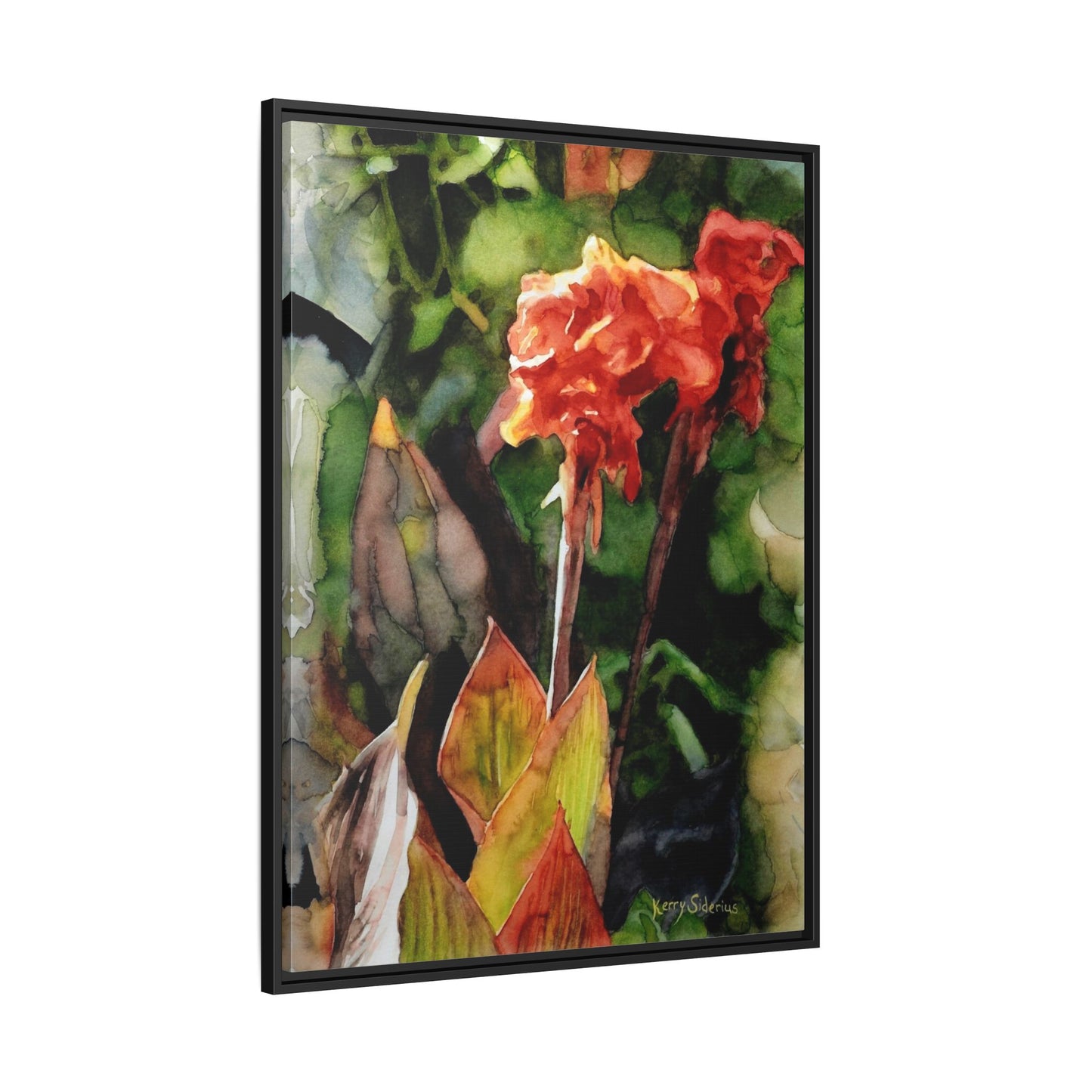 "Red Cannus Flower" Gallery Wrapped and Framed Canvas