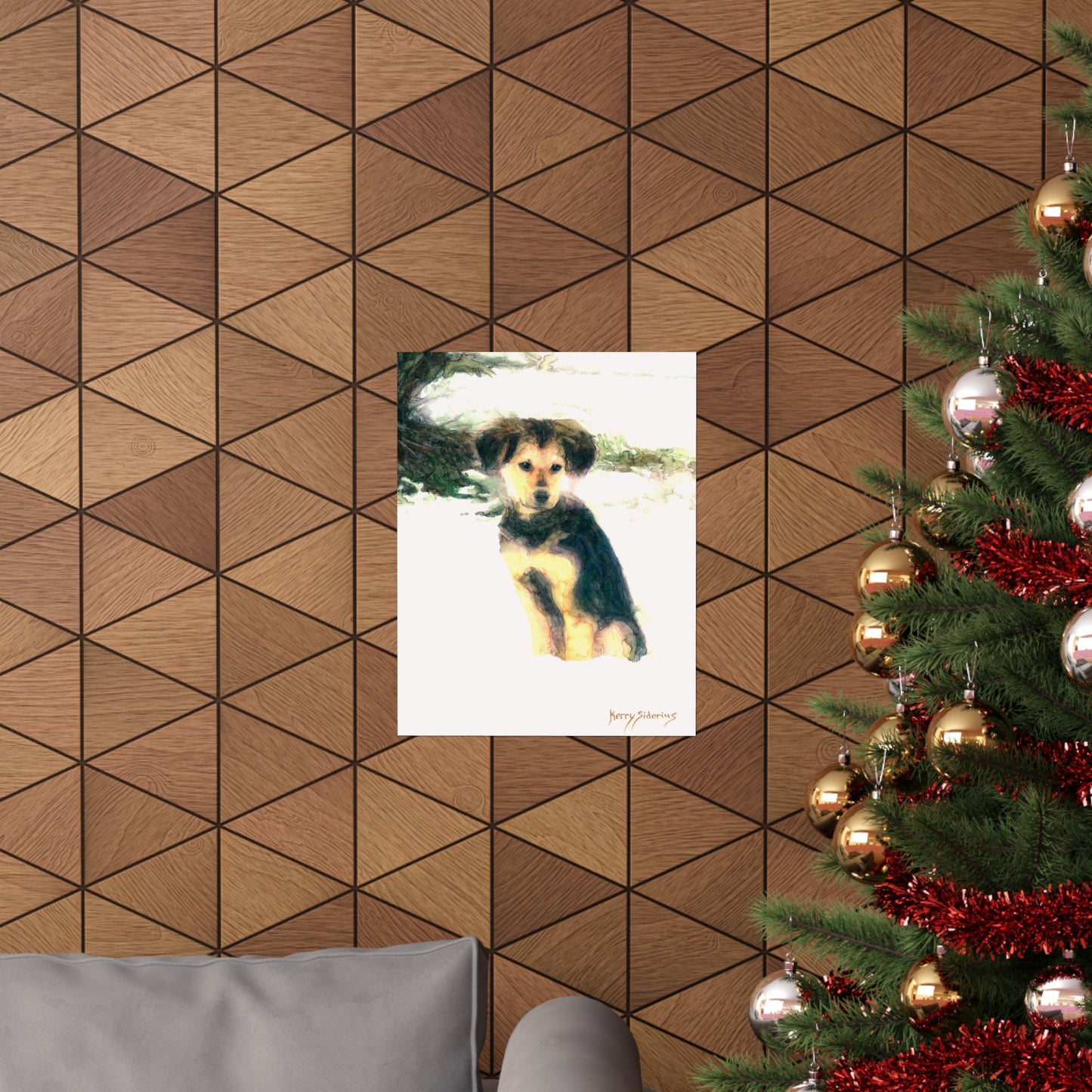 "Pup In The Snow" Artistic Dog Matte Vertical Poster - Perfect Pet Decor for Dog Lovers