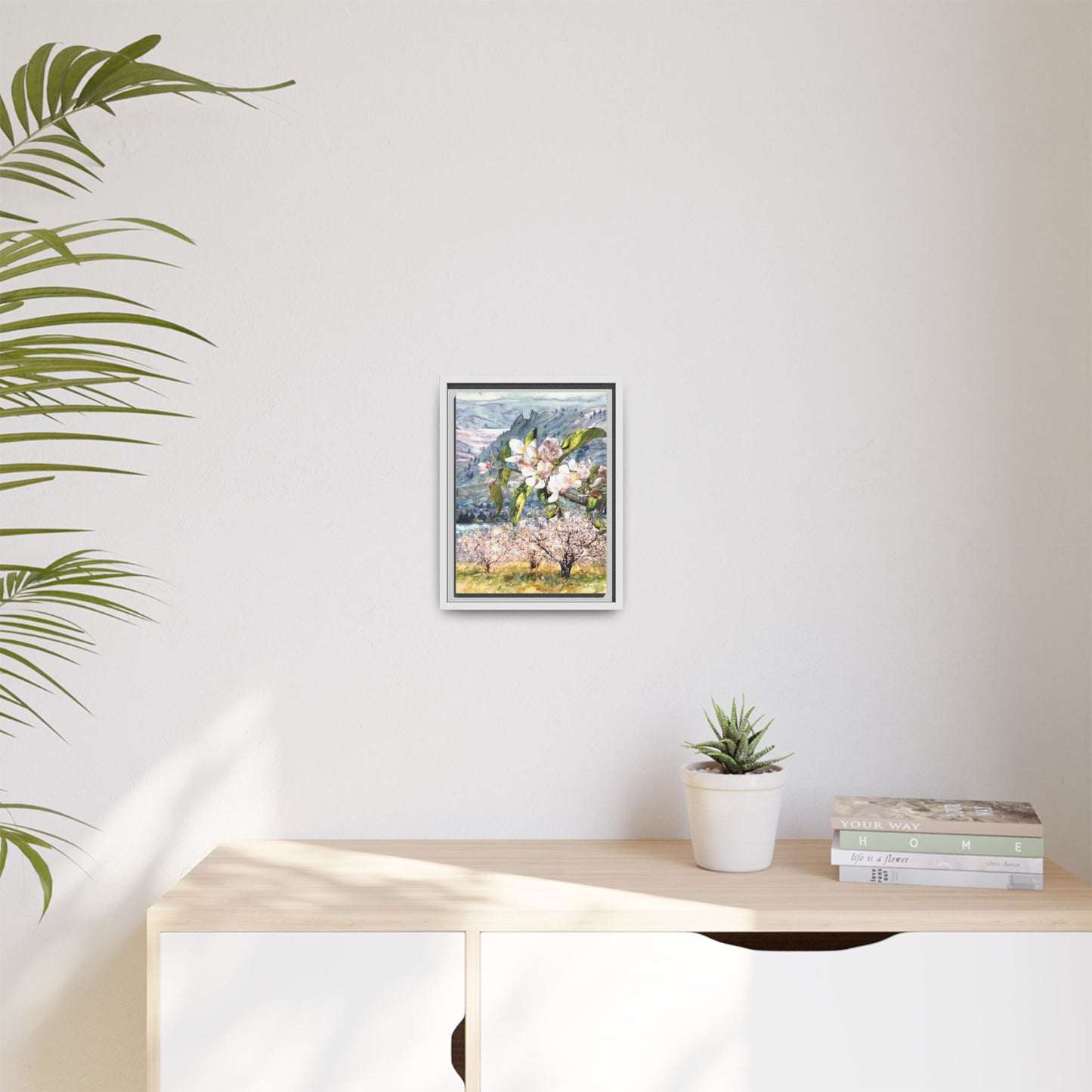 "Apple Blossom Branch with Saddle Rock" Gallery Wrapped Pinewood Canvas