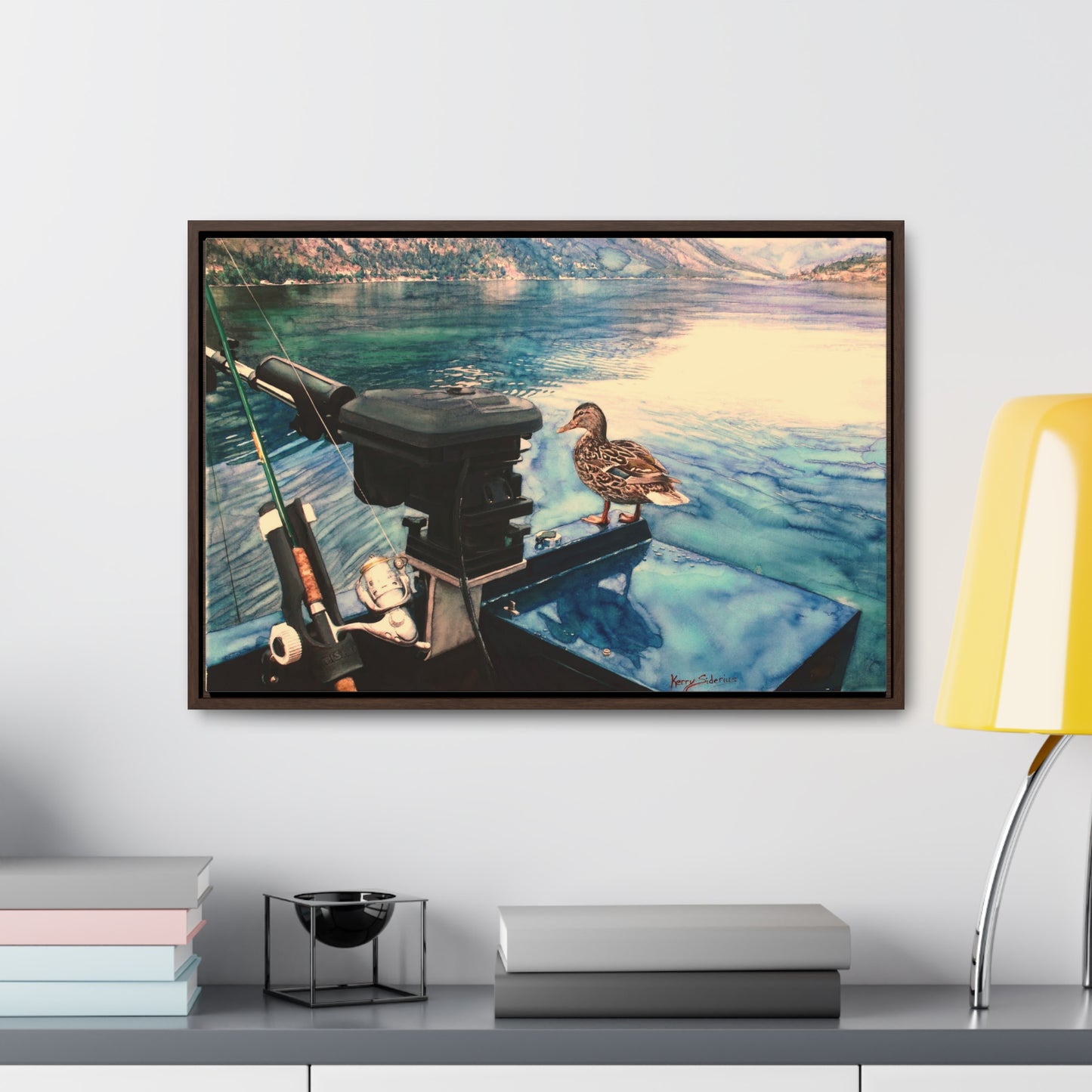 "Stowaways On Lake Chelan" Walnut Wood Framed Gallery Wrapped Canvas