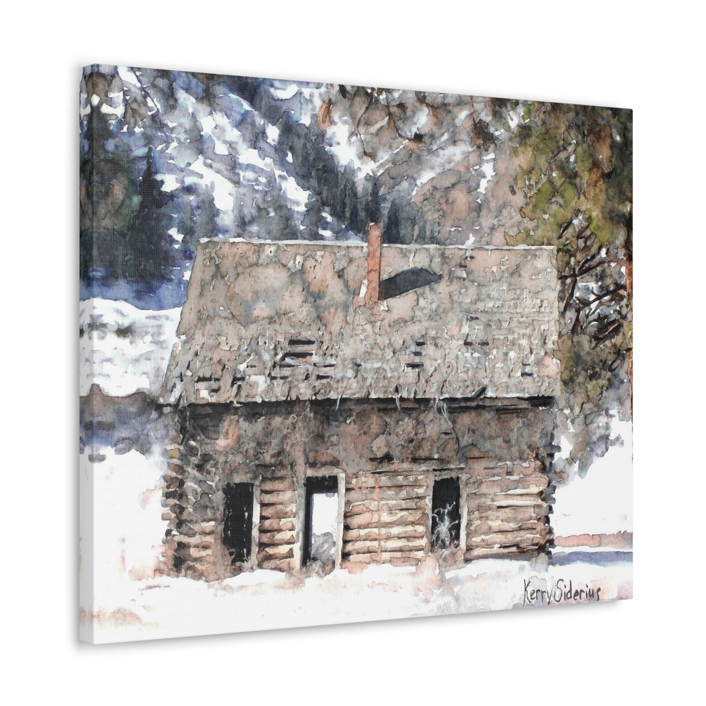 Winter Cabin With Pines