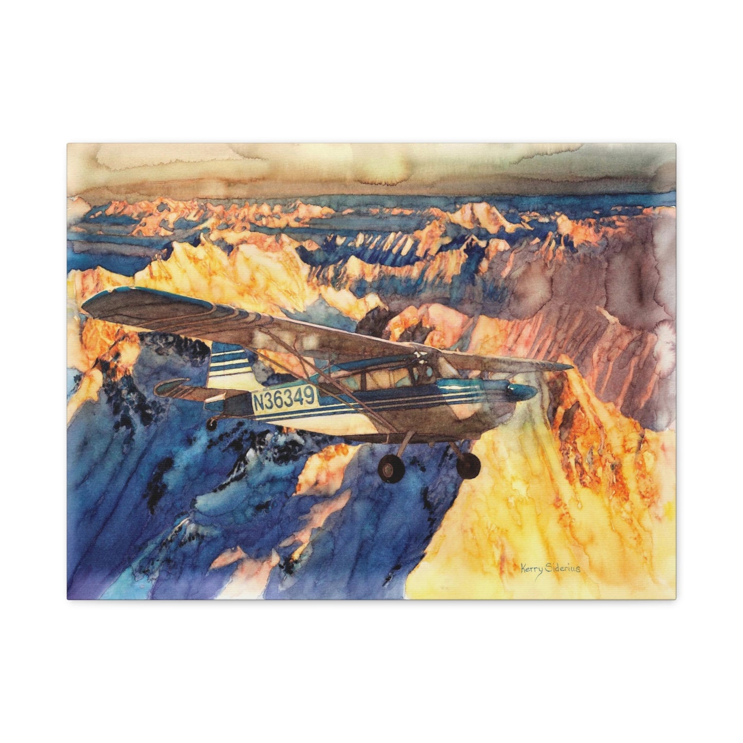 "Citabria in Flight Over the North Cascades" Gallery Wrapped Canvas - Kerry Siderius Art