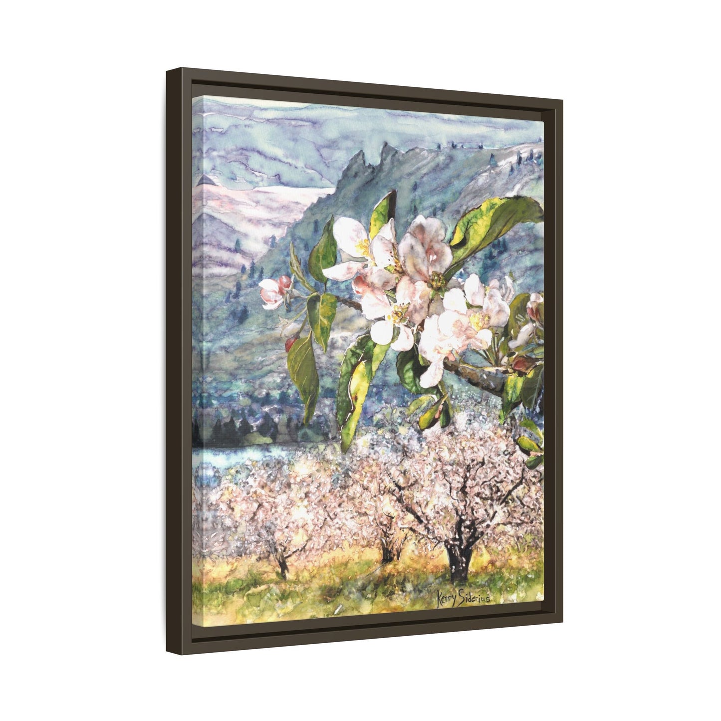 "Apple Blossom Branch with Saddle Rock" Gallery Wrapped Pinewood Canvas