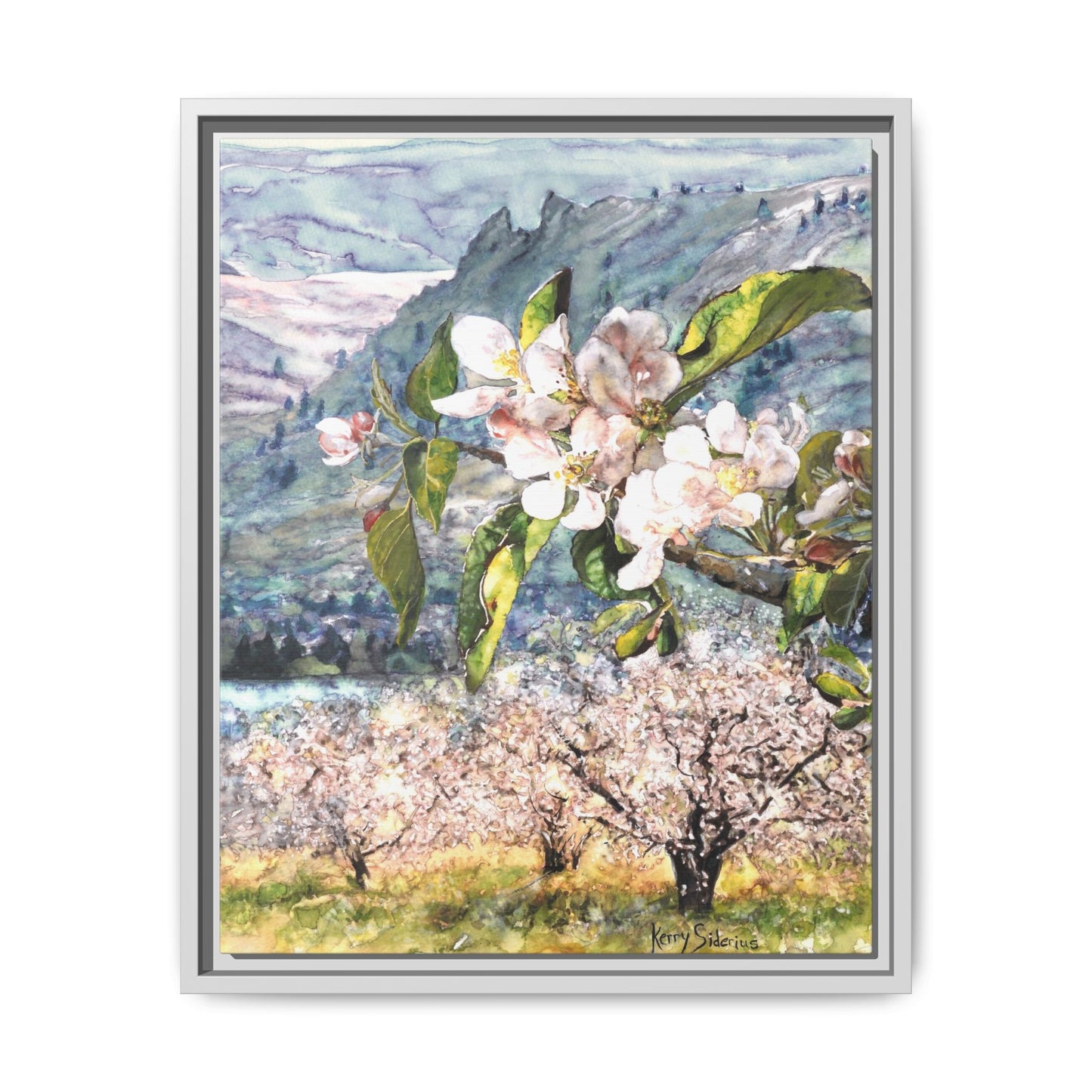 "Apple Blossom Branch with Saddle Rock" Gallery Wrapped Pinewood Canvas