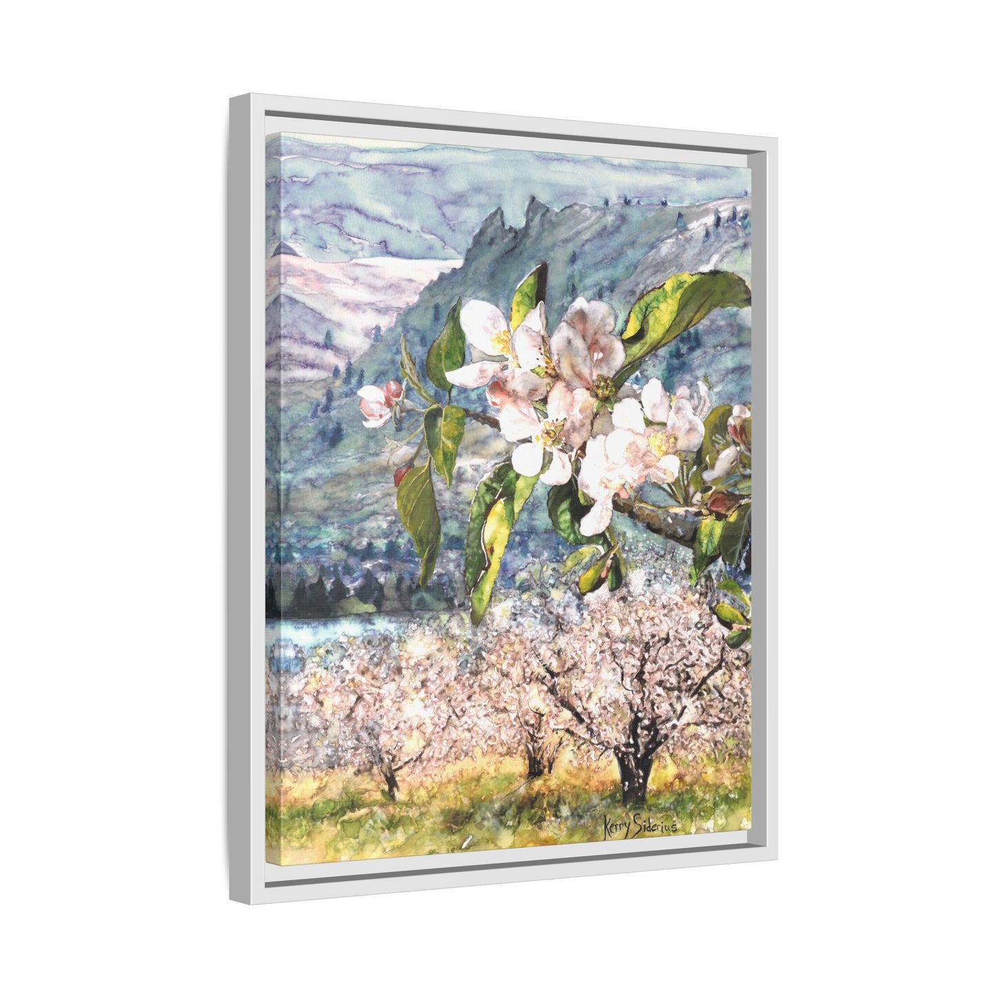 "Apple Blossom Branch with Saddle Rock" Gallery Wrapped Pinewood Canvas