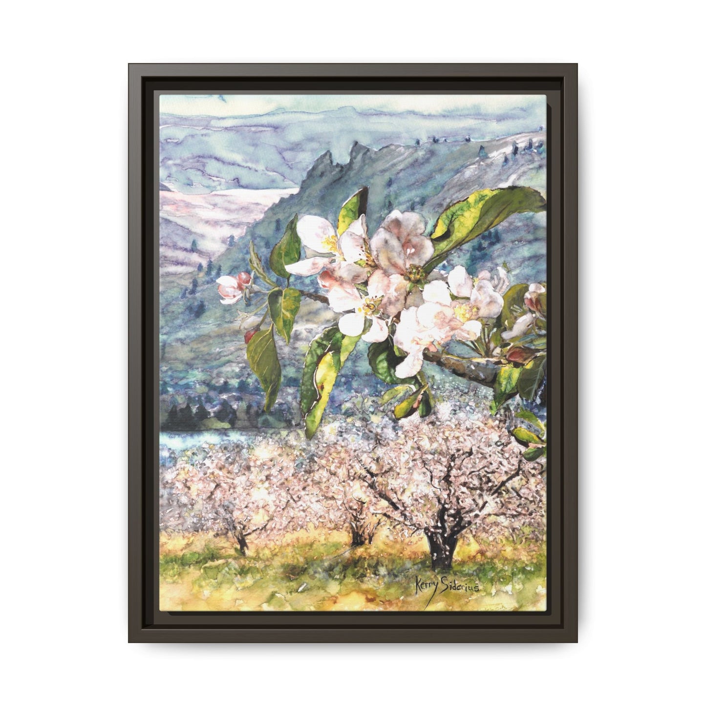 "Apple Blossom Branch with Saddle Rock" Gallery Wrapped Pinewood Canvas