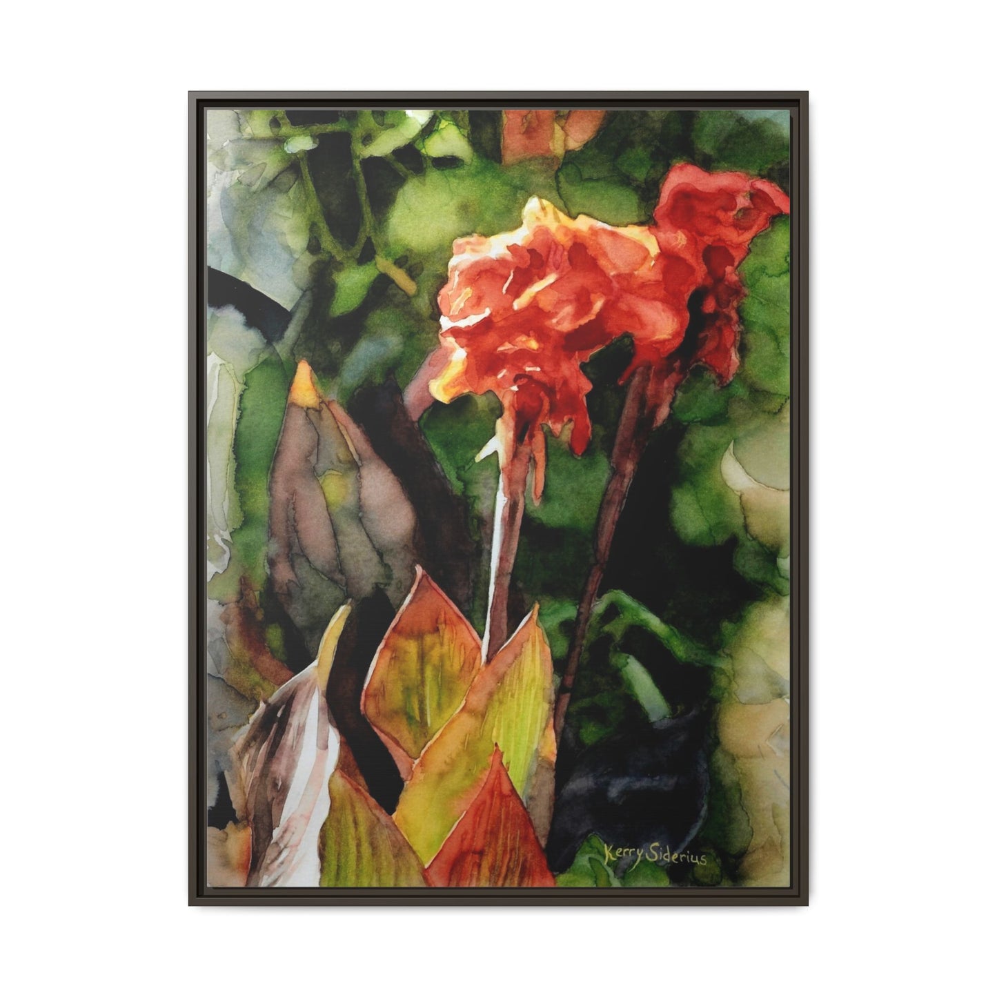 "Red Cannus Flower" Gallery Wrapped and Framed Canvas