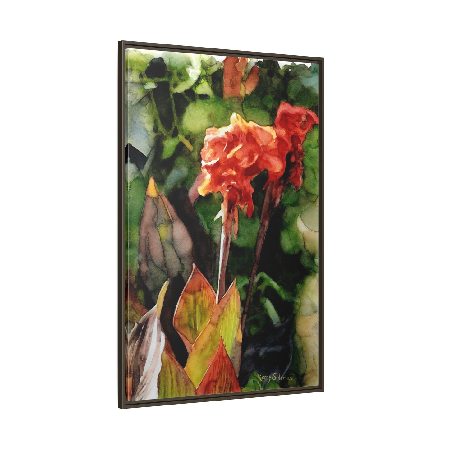 "Red Cannus Flower" Gallery Wrapped and Framed Canvas