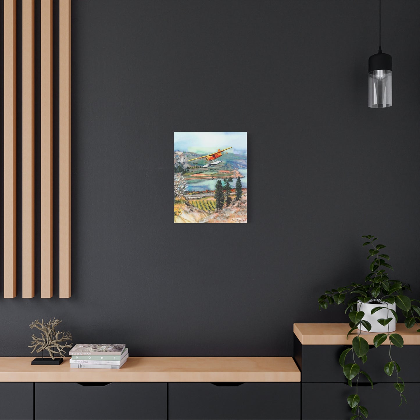 Seaplane Over Vineyard Matte Canvas Print