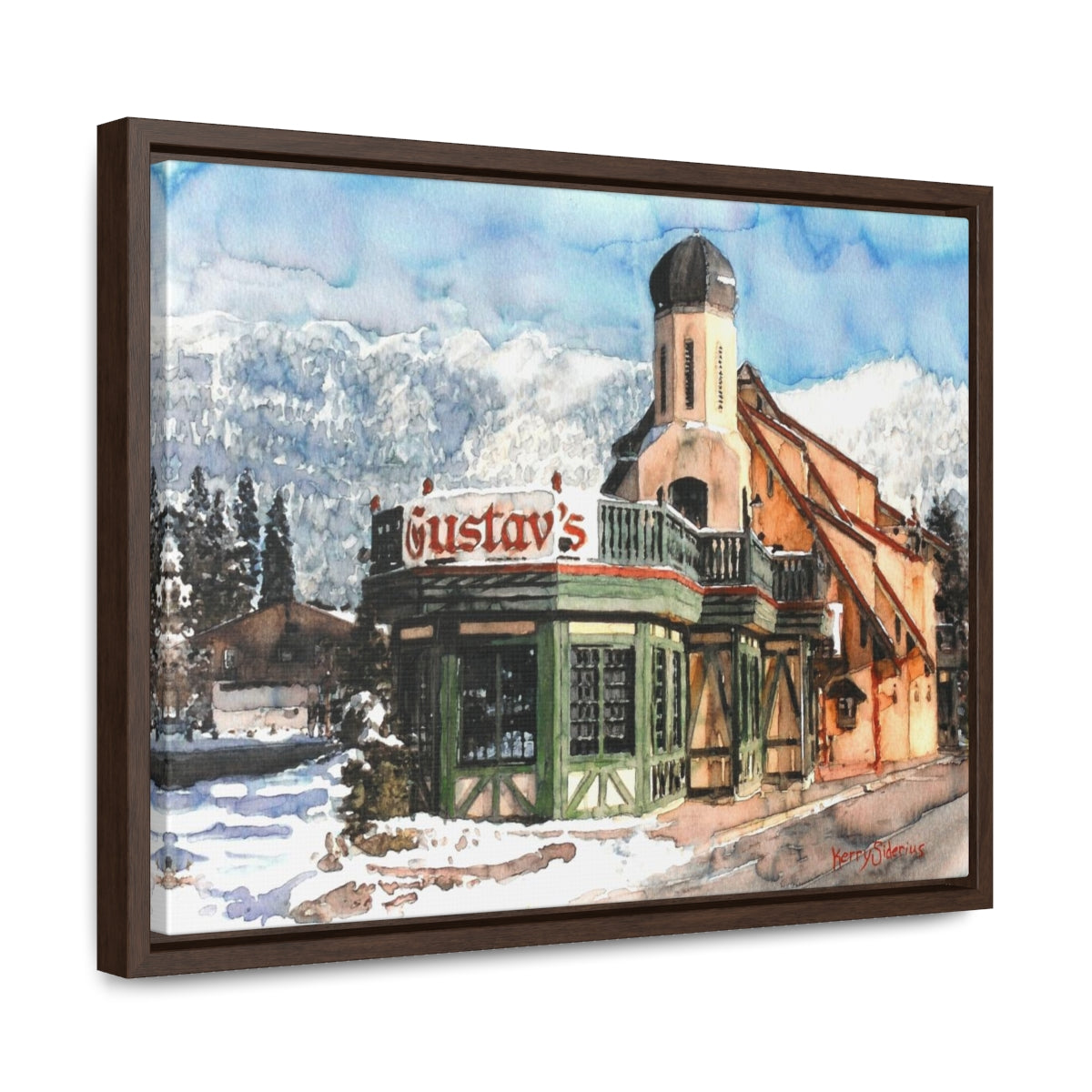 "Leavenworth's Gustav's in the Wintertime" Poplar Wood Framed Canvas - Kerry Siderius Art