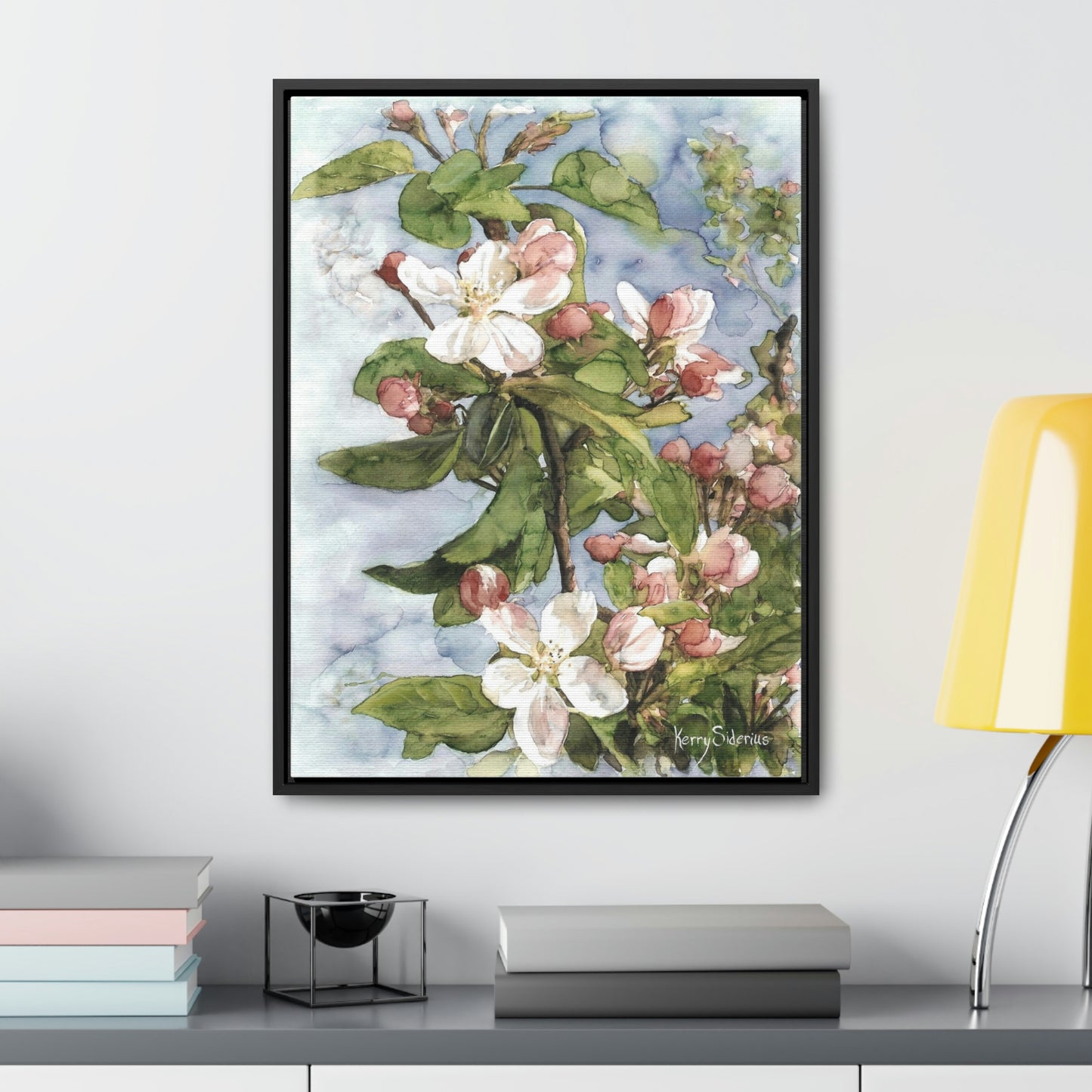 "Wenatchee Apple Blossoms" Gallery Wrapped Wood Framed Canvas (Walnut & Black) - Kerry Siderius Art