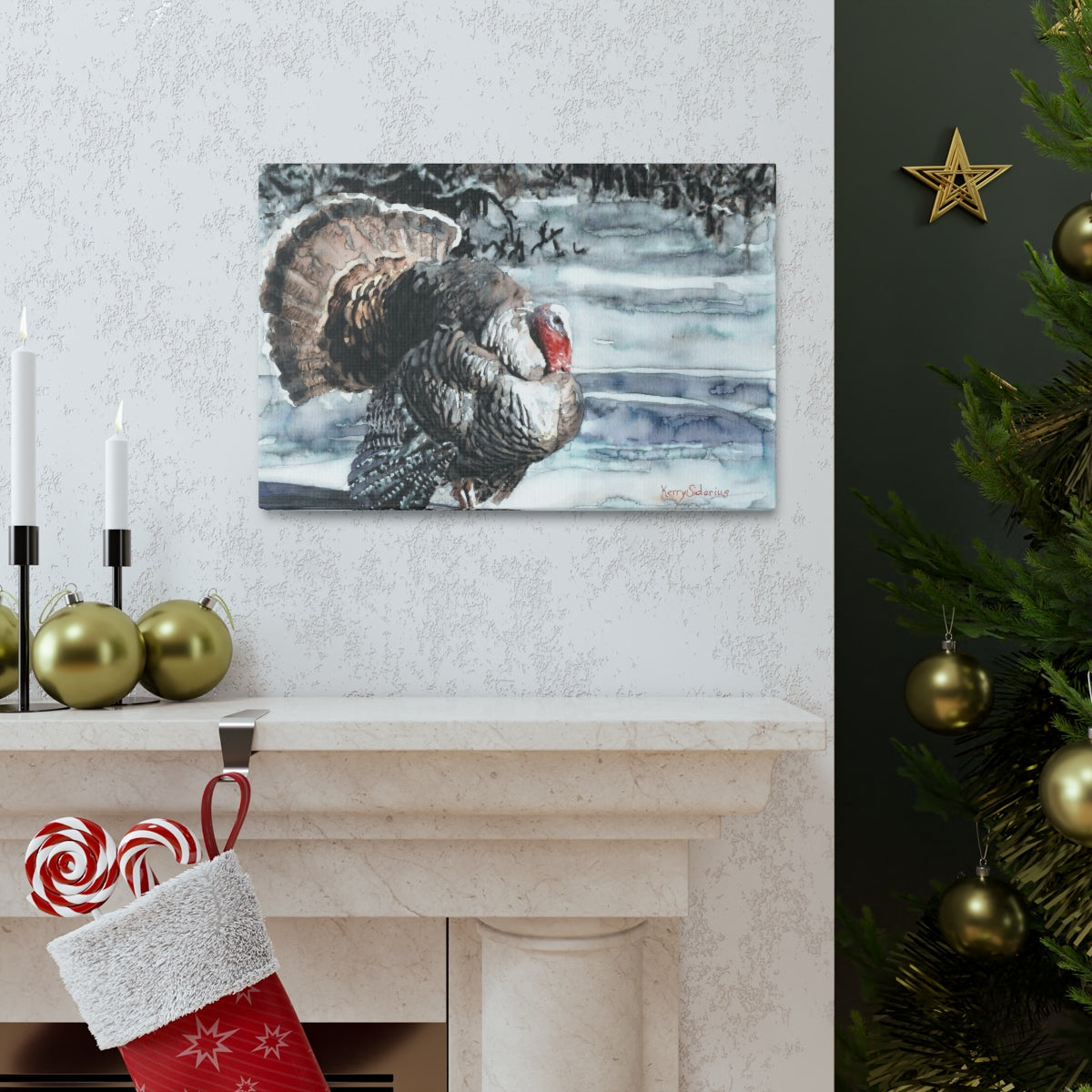 "Wild Turkey in the Snow" Canvas Gallery Wrap - Kerry Siderius Art