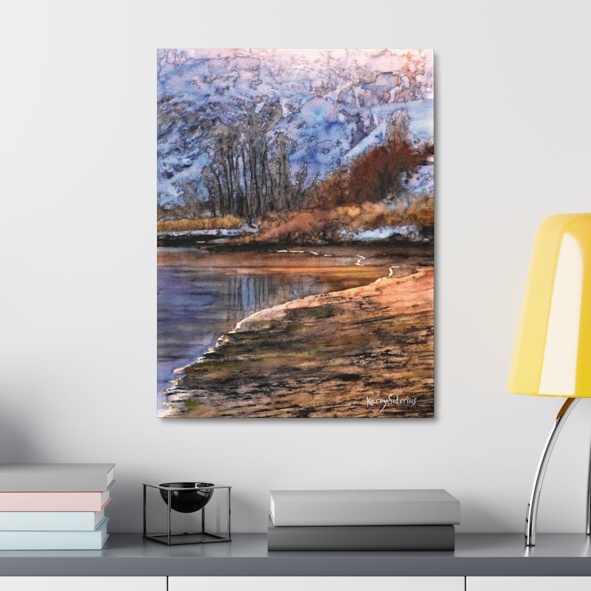 "Winter View by the Columbia River" Satin Canvas - Kerry Siderius Art