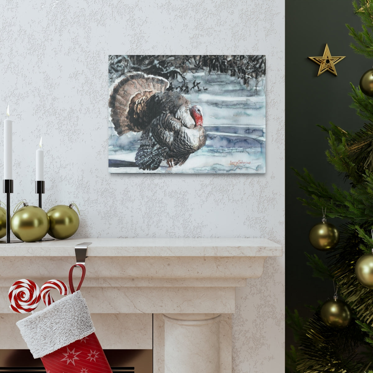 "Wild Turkey in the Snow" Canvas Gallery Wrap - Kerry Siderius Art